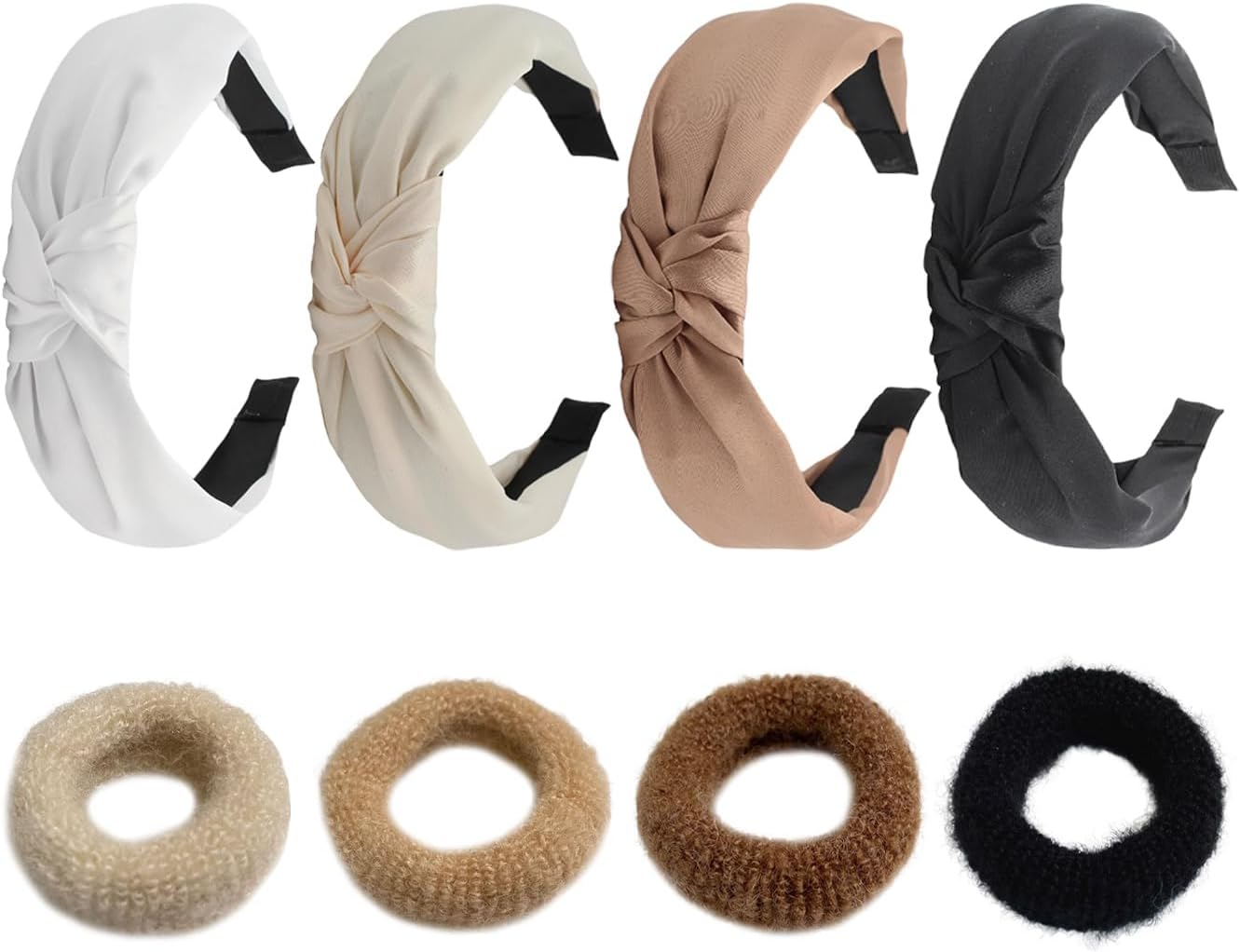 4-Piece Face Wash Hair Bands and 4-Piece Hair Rings Hair Fix Tools, Beauty and Skin Care Accessories, Suitable for Face Washing, Makeup and Spa Care image number 2