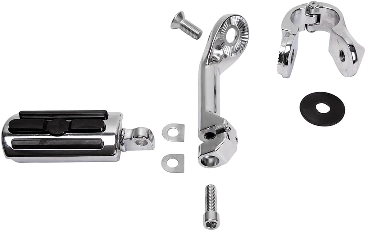 HY-SPEED Motorcycle Highway Pegs Crash Bar with 1.25" Engine Guard Adjustable Foot Peg Compatible with Touring Street Glide Electra Glide Road King Softail Long Angled Chrome image number 7
