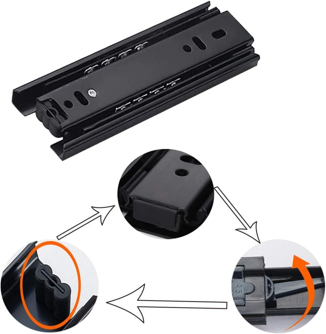 Metal Steel Drawer Ball Bearing Runners Slides,Tianher Heavy Duty 150 Mm Drawer Runners 3 Folds Full Extension Side Mount Heavy Duty 45 Kg Load Capacity Full Extension Ball Bearing 6 Inch (1 Pair) image number 2