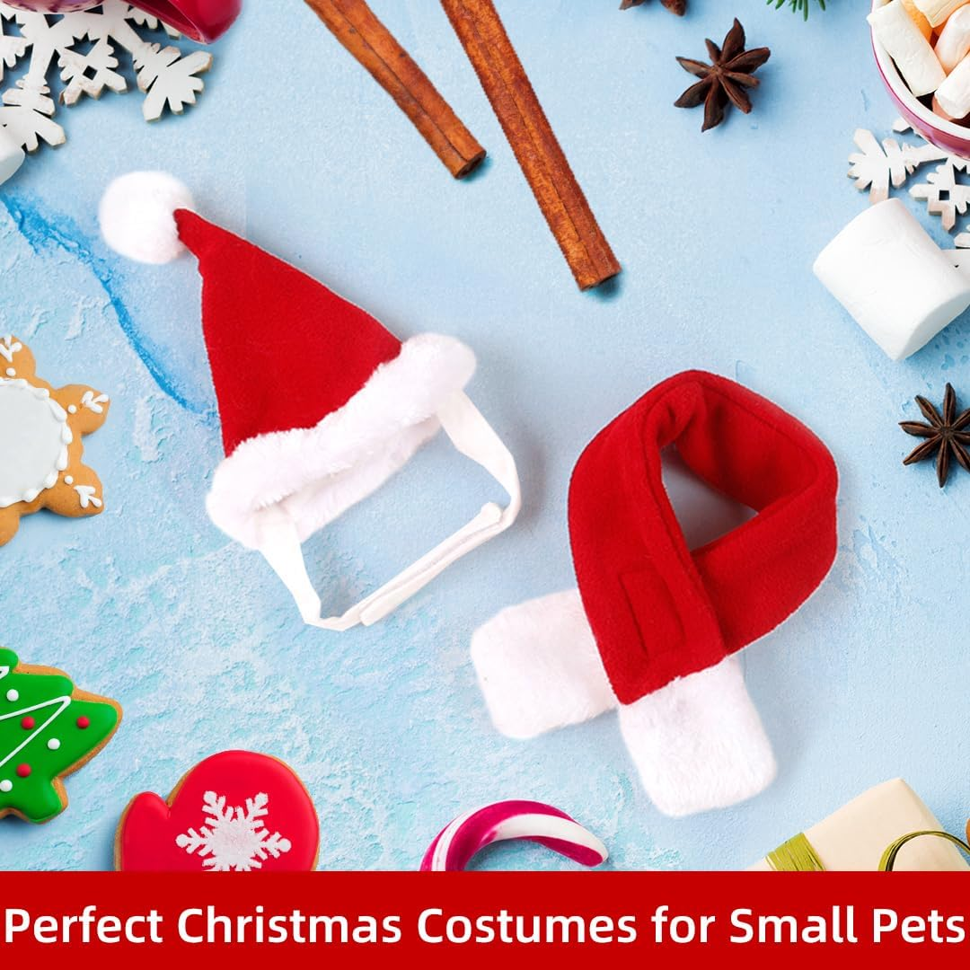 Cat Dog Christmas Costume, Pet Costume Christmas Clothing Christmas Hat and Scarf for Small Dog Cat, Red Cat Clothing, Dog Clothing, Funny Hat, Decoration, Christmas Outfit Gift image number 4