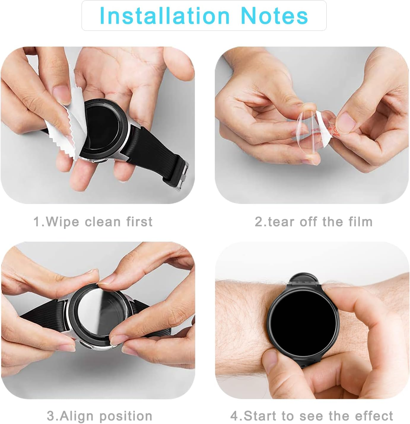 Suoman 4+6 Pack for Garmin Forerunner 255/255 Music Screen Protector + Anti-Dust Plugs, [Anti-Scratch] Full-Coverage 2.5D 9H Hardness Tempered Glass Screen Protective Film