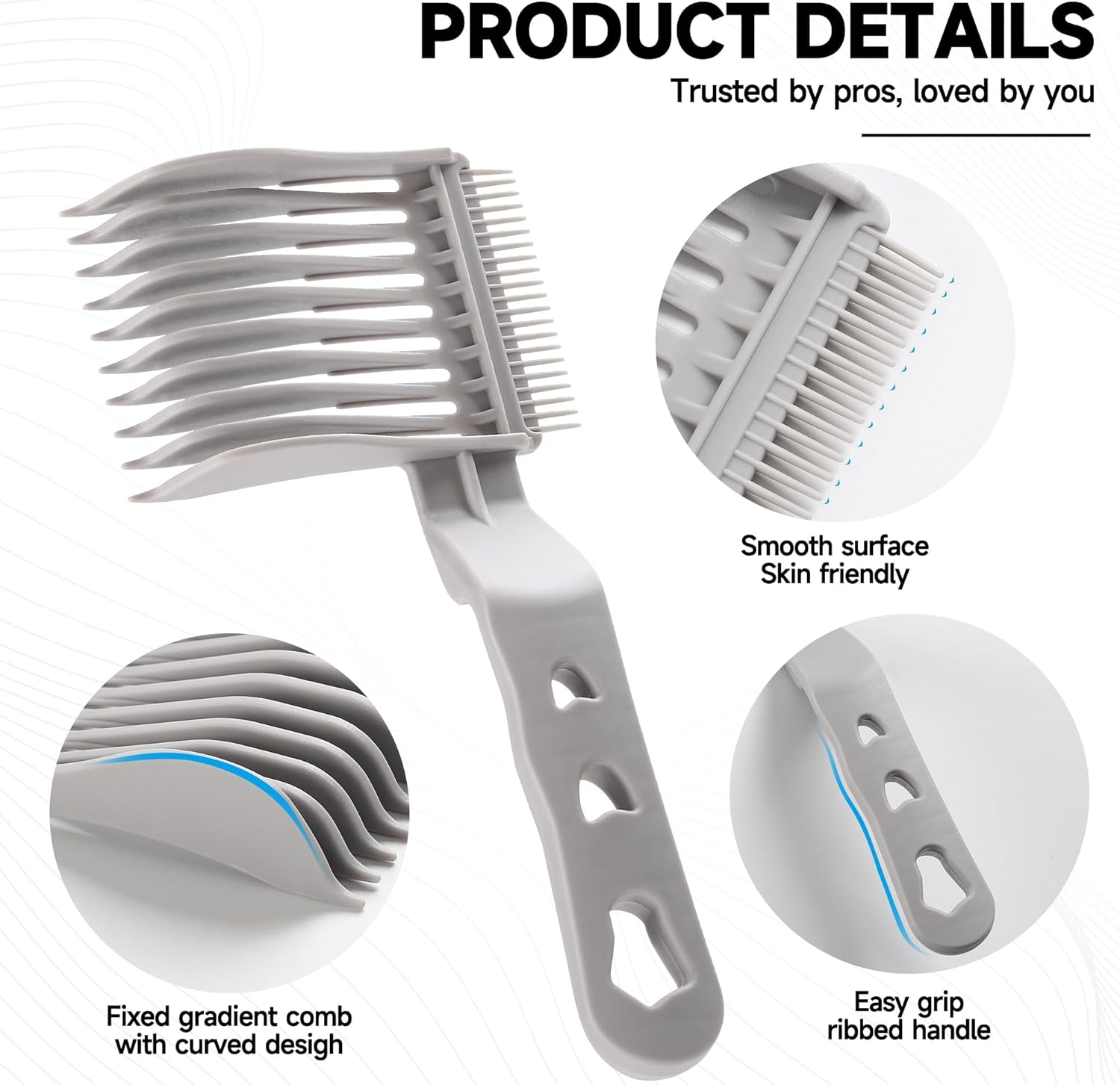 2Pack Blend Friend Fade Comb - Professional Barber Fading Comb for Men, Versatile Haircut Tool with Blend Frend Design, Ideal for Fade Styling at Home, Salon or Professional Use (Gray) image number 6