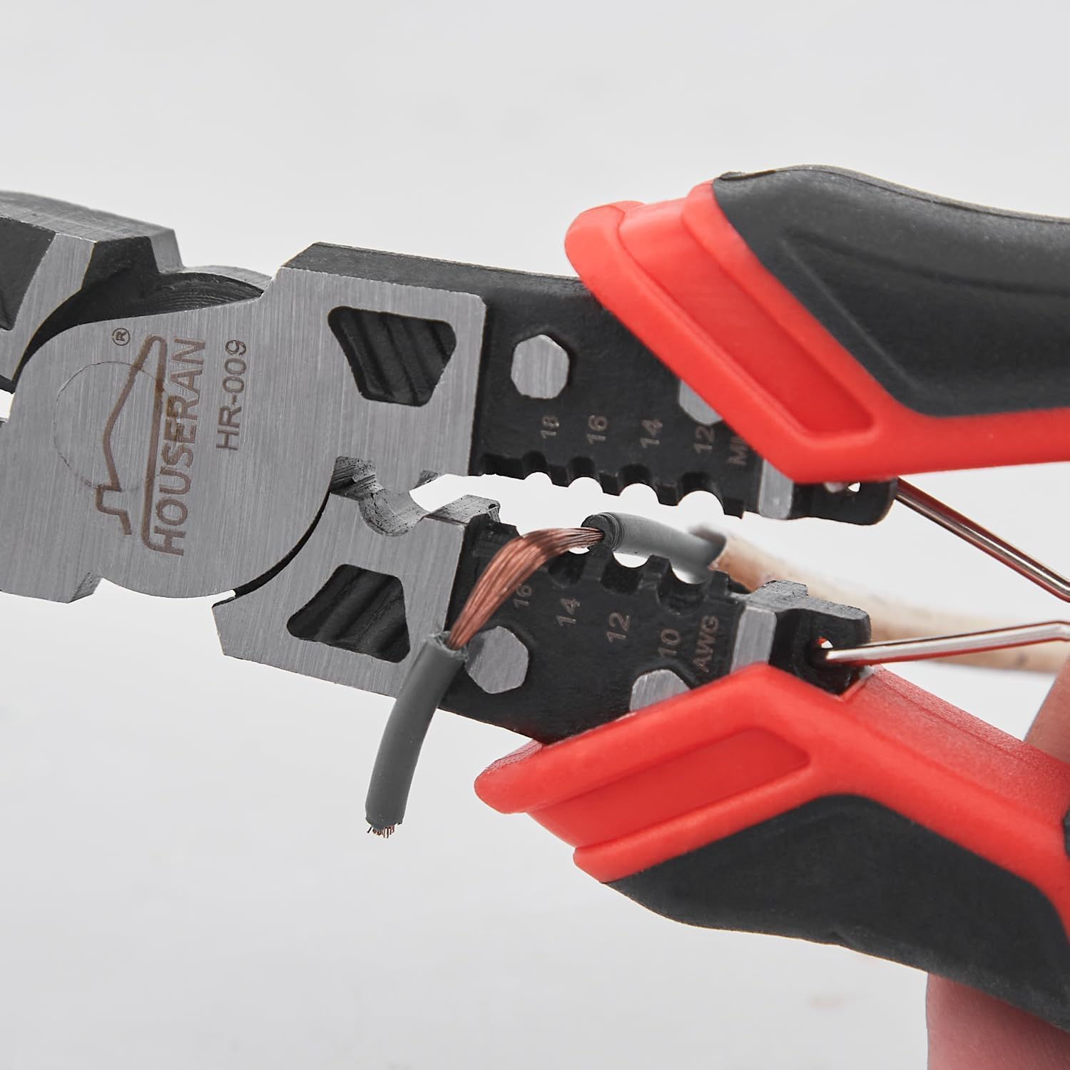 HOUSERAN Linemans Pliers, Combination Pliers with Wire Stripper and Crimper, 8.3 Inch Lineman Plier, Spring Loaded with Safety Lock, 5-In-1 Linesman Pliers for Cutting, Crimping, Stripping image number 5