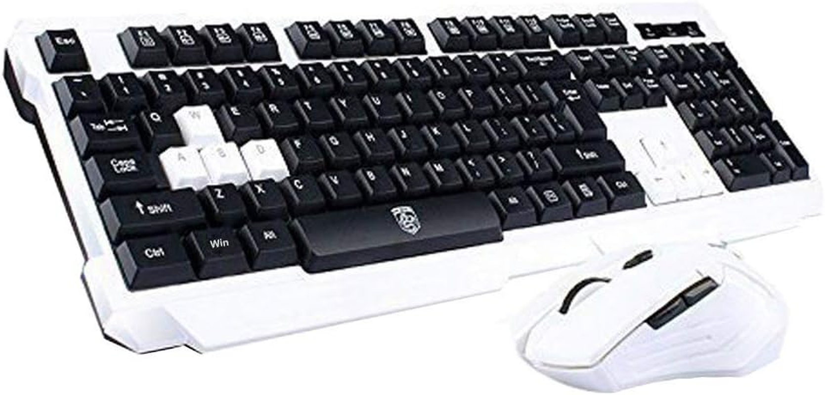 Keyboard Mouse Combos,Soke-Six Waterproof Multimedia 2.4Ghz Wireless Gaming Keyboard with USB Cordless Ergonomic Mouse DPI Control for Desktop PC Laptop(White)