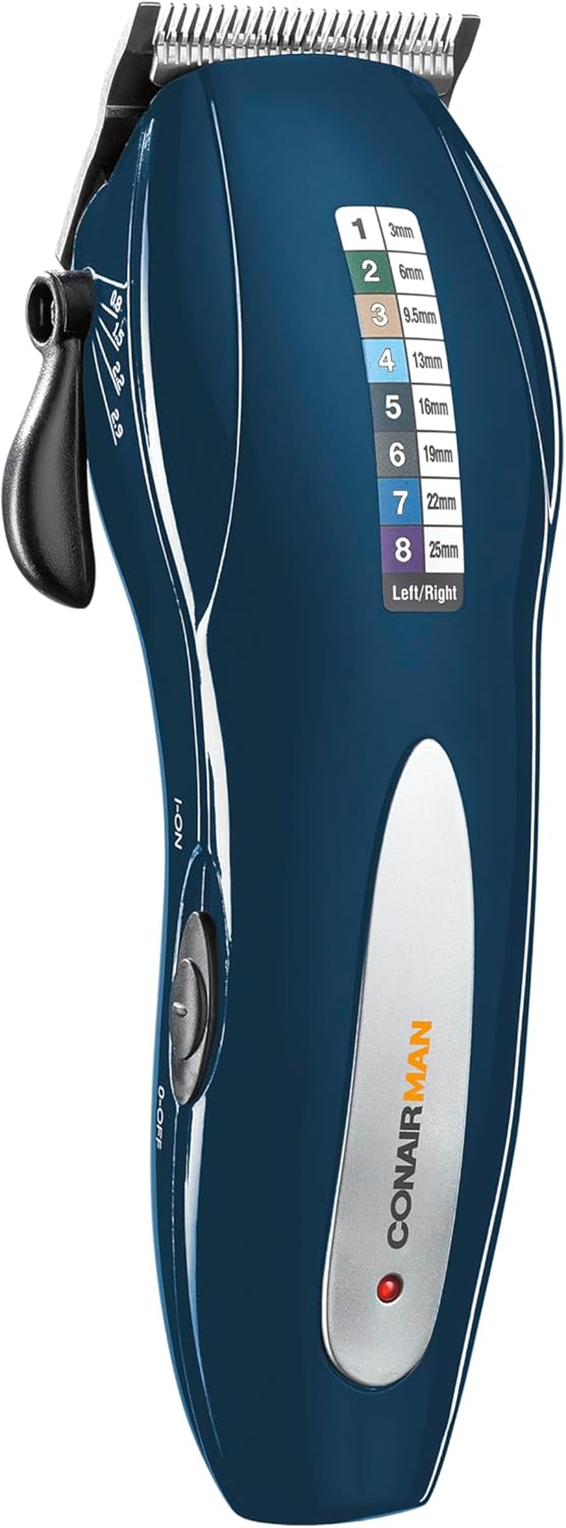 Conairman the Clean Cut Hair Clipper &ndash; Cordless & Corded Use, 45Mm Stainless Steel Blades, 55 Length Settings, Powerful DC Motor, 8 Colour-Coded Comb Guides, Ear Taper Guides & Grooming Kit image number 5