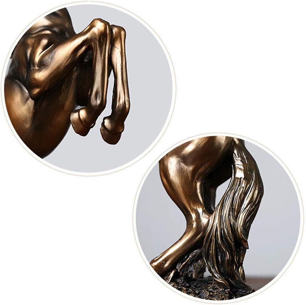 Lependor 12 Inch Standing Horse Resin Statue for Home Decor Animal Ornament Sculpture Rearing Horse Art Figurine Decorative Sculpture - Bronze - Black image number 5