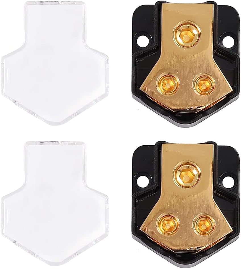 LAWUZA 2 Way Power Distribution Block, Connecting Block 0/2/4 Gauge in 4/8/10 Gauge Out Amp Ground Distributor for Auto Car Audio Splitter Amplifier image number 3