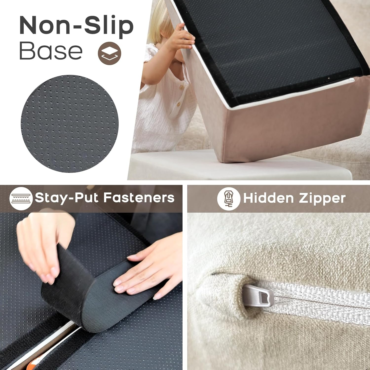 Banasuper Kids Climbing Foam Blocks Playset - 7 Piece Toddler Climbing Toys, Indoor Gross Motor Development Montessori Gross Motor Toy for Babies & Toddlers (Grey) image number 5