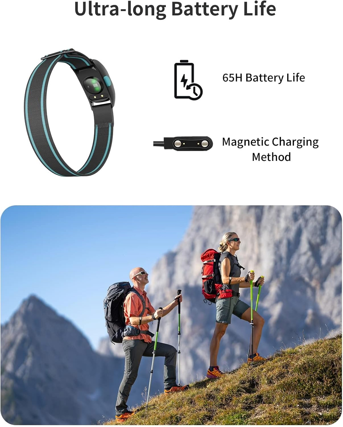 Igpsport Heart Rate Monitor Armband HR70, Bluetooth 5.0 ANT+ Arm Heart Rate Monitor, 65H Battery Life and HR Zone LED Indicator image number 1