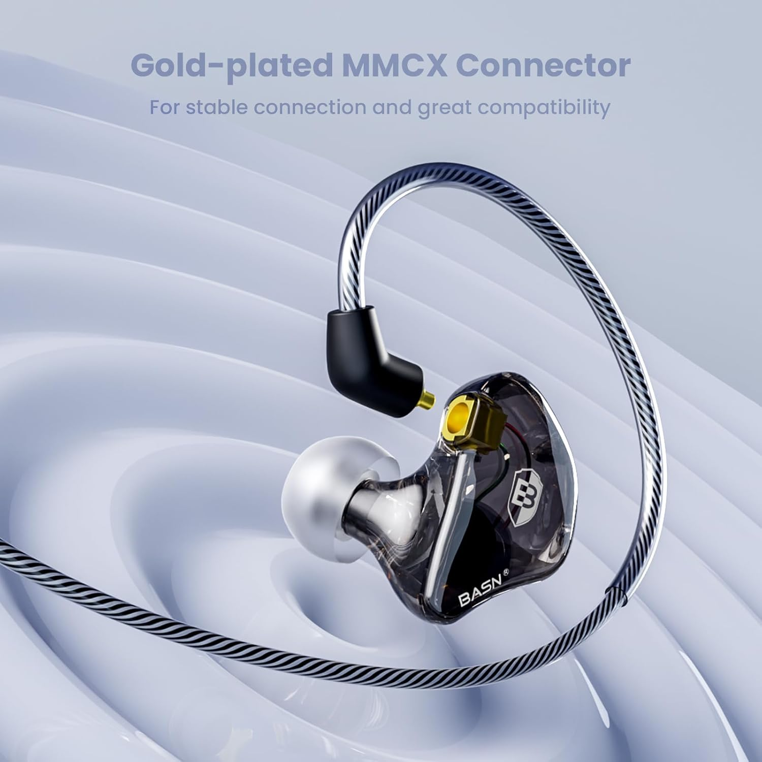 BASN Bsinger Professional in Ear Monitor Headphones, Dual Drivers MMCX IEM Earbuds with Mic, Clear Sound Hifi Earphones for Musicians Drummers and Stage (Black, MMCX) - Black,2-Pin image number 4