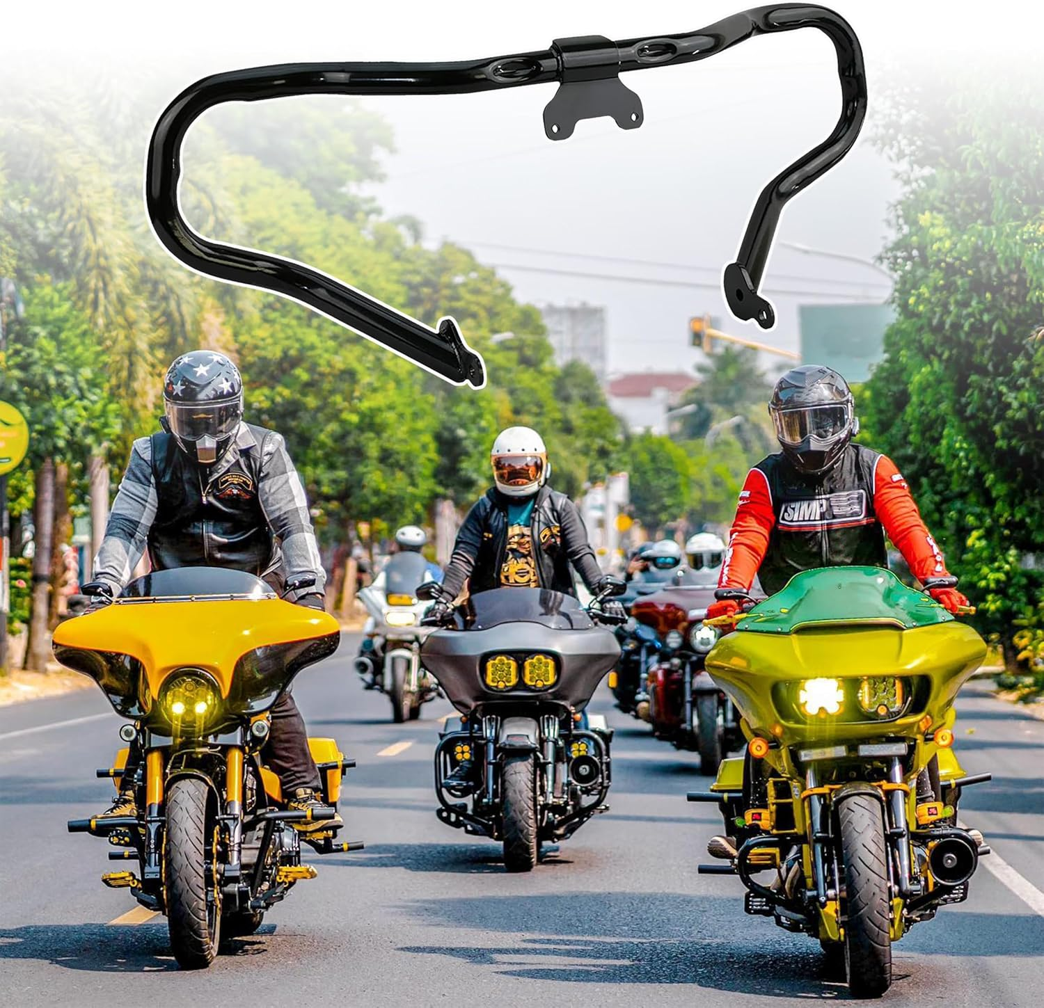 Chopped Engine Guard for Harley (Gloss Black) image number 5