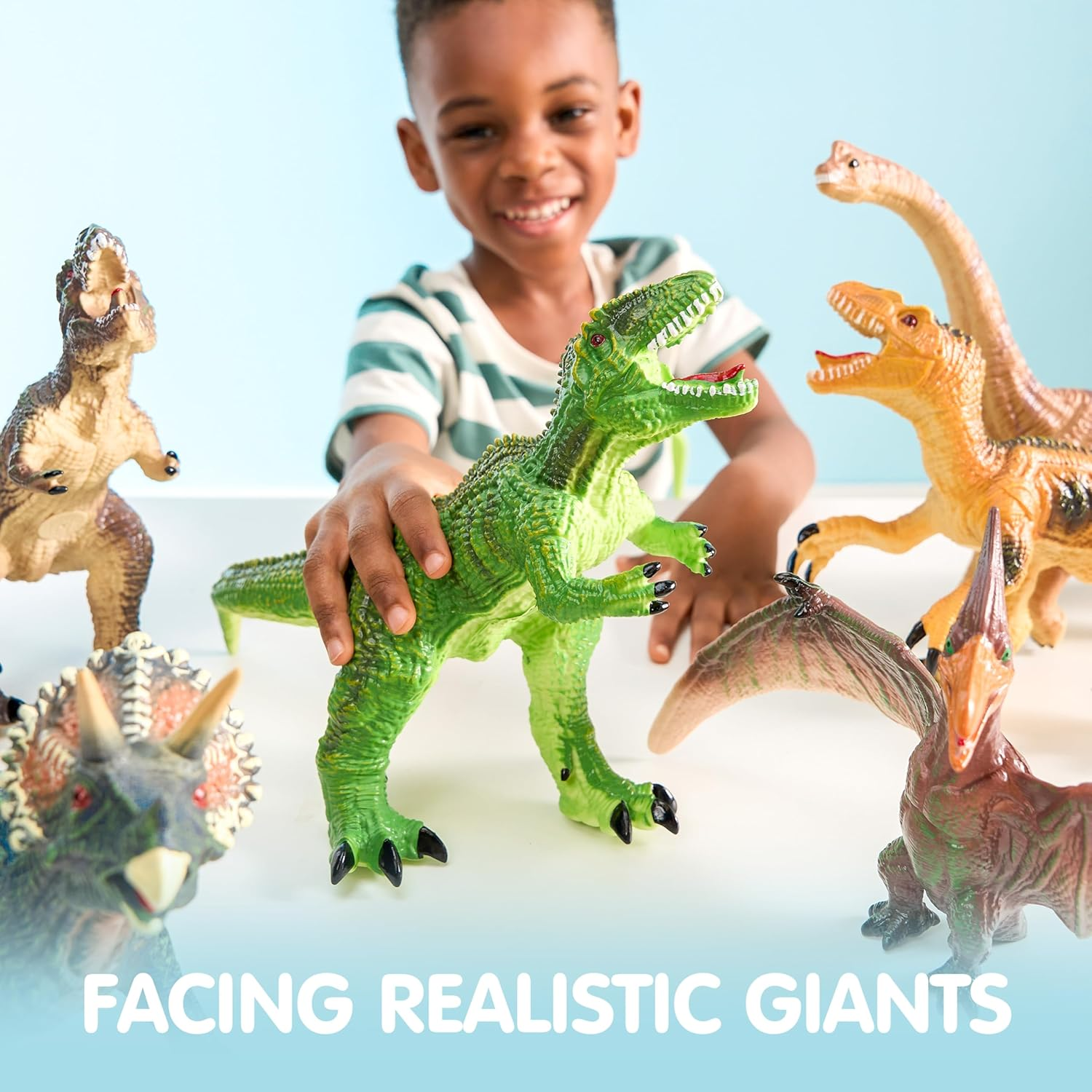 JOYIN Big Dinosaur Toys for Toddlers, 6 Piece Large Soft Dinosaur Figures with an Educational Book, Jumbo Realistic Toys for Boys and Girls Gift, Kids Ages 1 2 3 4 5 image number 6