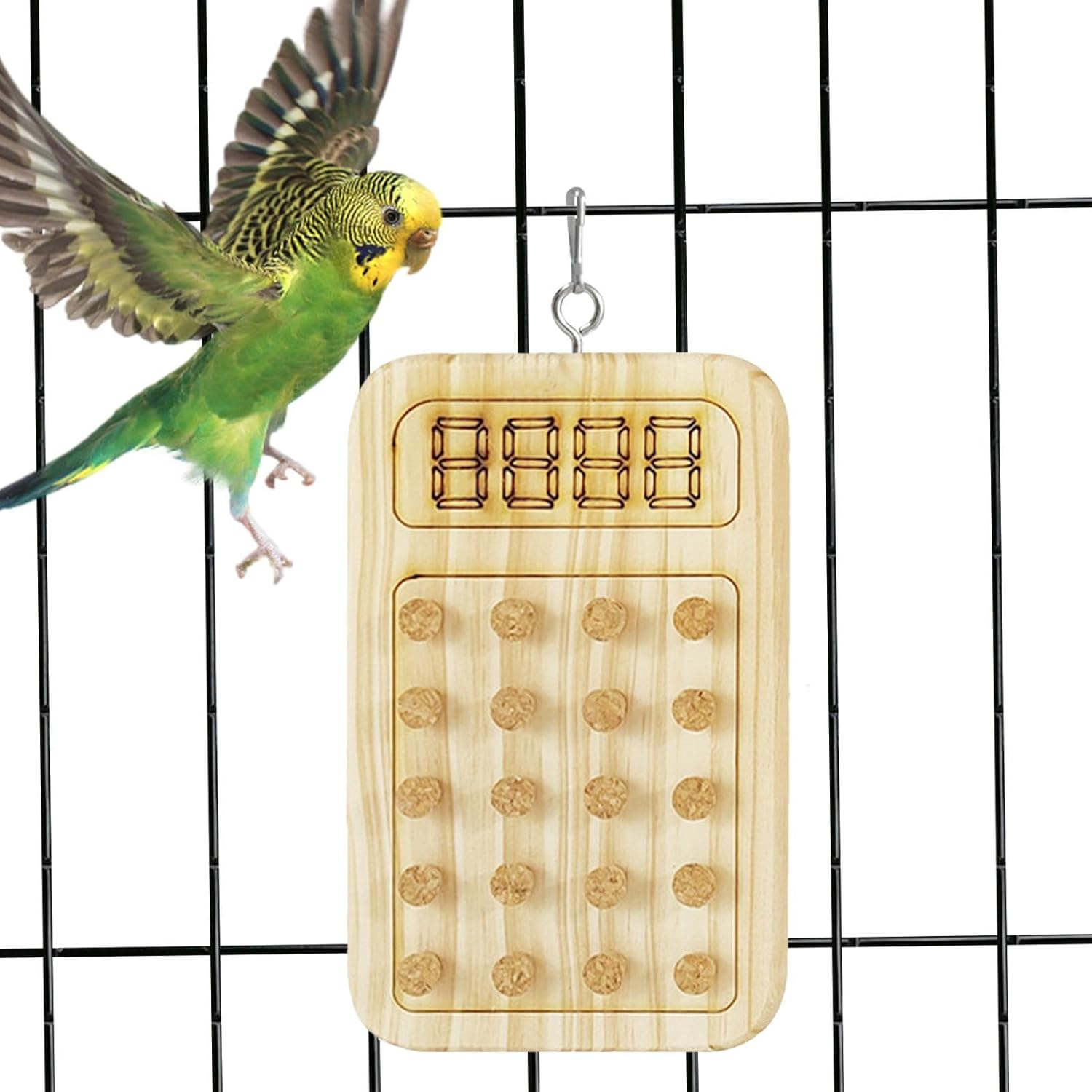 Parrot Chewing Cork - Wooden Biting Training Bird Toy - Cork Treasure Hunt Games for Hiding Treat, Parrot Toy for Small and Medium Bird Intelligence and Emotions - Hanging Plate image number 6