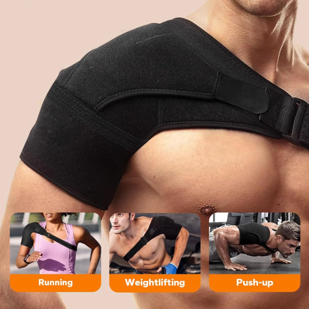Adjustable Shoulder Support Brace with Pressure Pad for Men and Women, Perfect for Torn Rotator Cuff, Tendonitis, Dislocation, AC Joint Pain Relief, and Bursitis, Fits Right or Left Shoulder image number 1