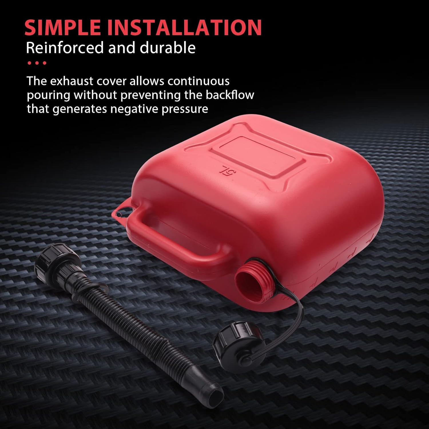 5L Car Fuel Tank Can Spare Plastic Petrol Gas Container Anti-Static Fuel Carrier with Pipe for Car Travel image number 6