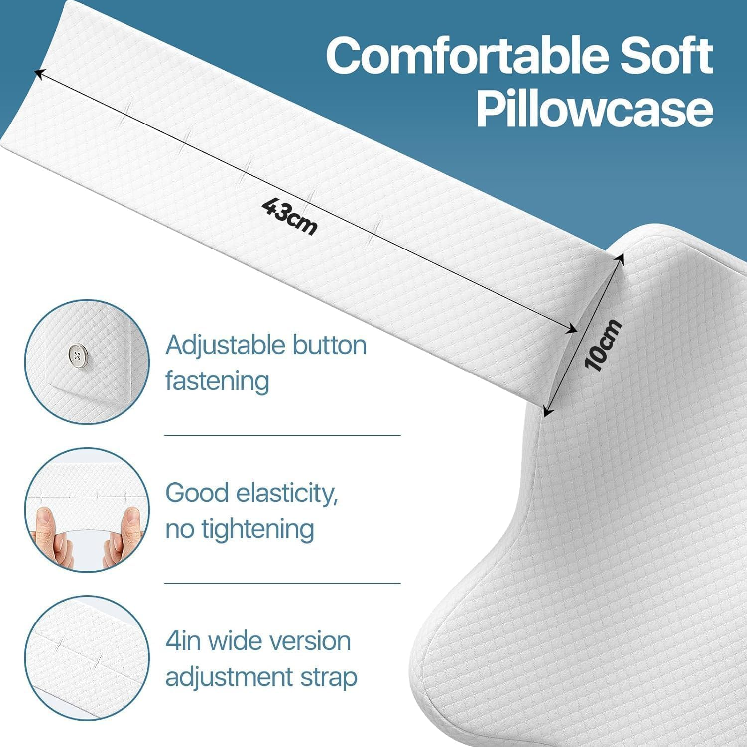 Knee Pillow for Side Sleepers, Large Comfortable Memory Foam Leg Pillow for Side Sleeping, Adjustable Strap, Pillow between Legs Aligns Spine, Relief for Sciatica, Back, HIPS, Knees, Joints (White)