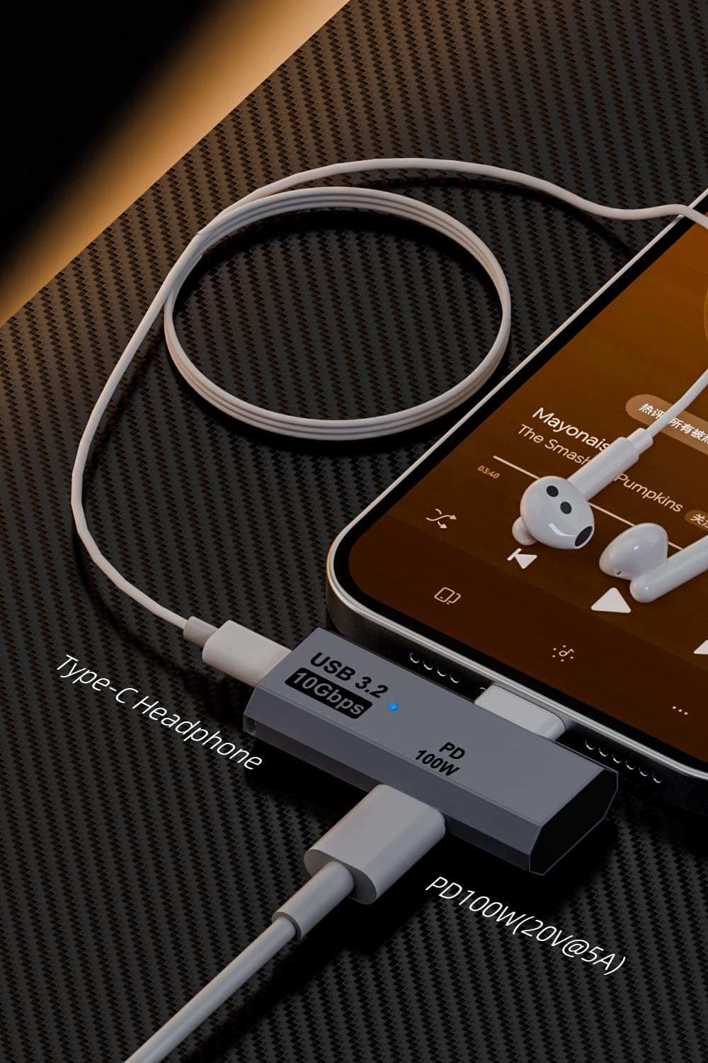 Areme Dual USB C Headphone Adapter with 100W Charging Port, 2-In-1 USB Type C Splitter Dongle for Rog Ally, Steam Deck, Quest 2, Iphone 15 Series, Ipad, Macbook and More Type C Device (Grey) image number 3