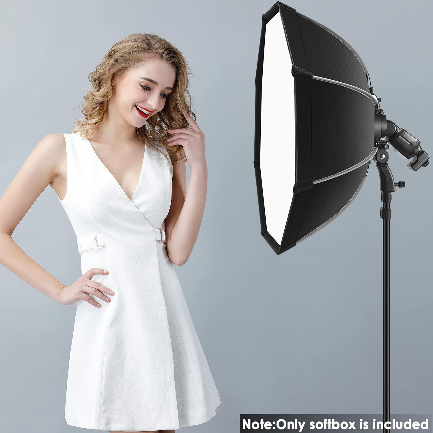 NEEWER 26''/65Cm Octagonal Softbox Quick Release, with S-Type Bracket Mount, Carrying Bag Compatible with Neewer TT560 NW561 NW600 NW620 NW700 NW-670 750II and Q3 Ad200Pro Flash Strobes-Sf-Rp26 image number 5