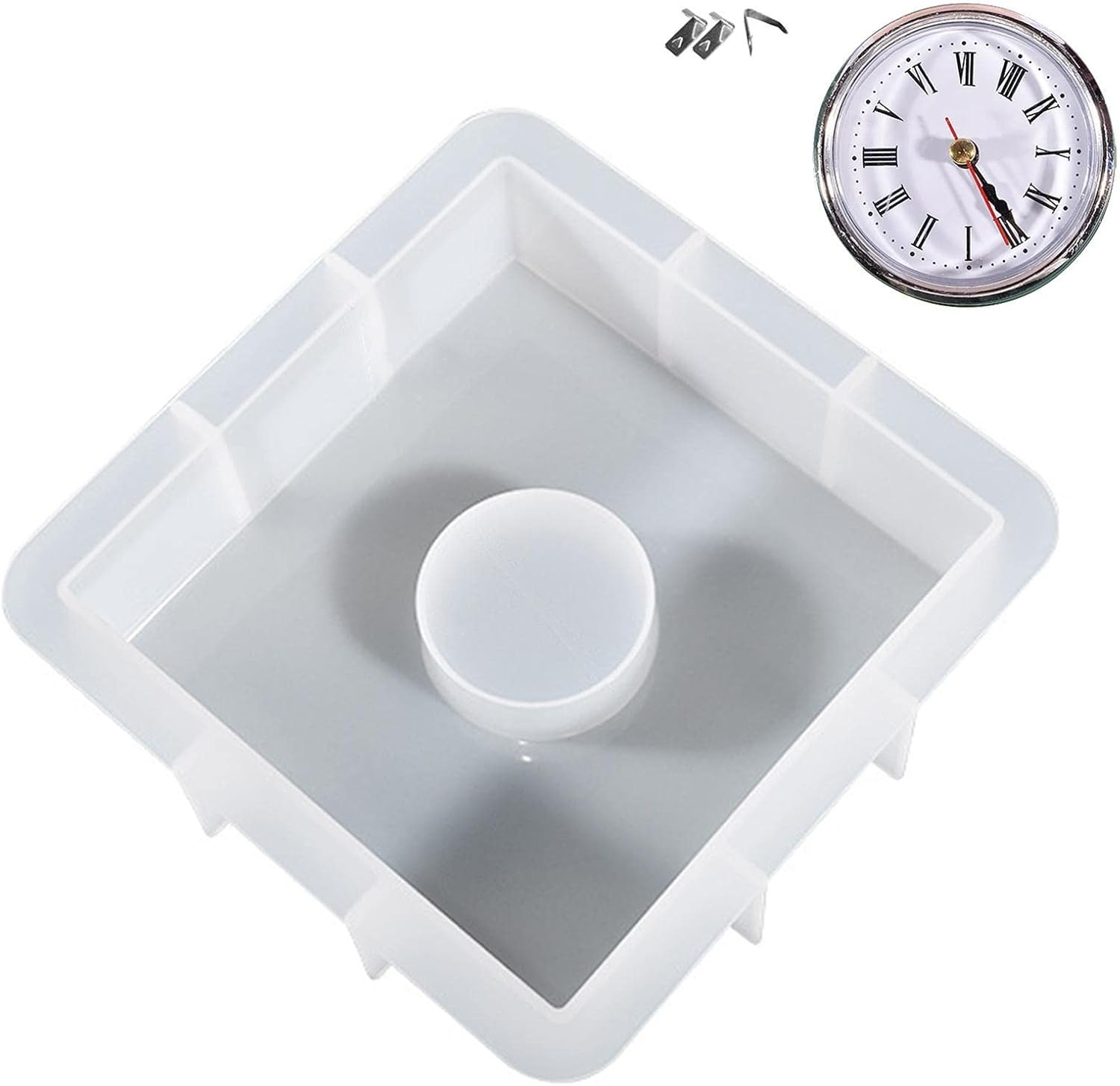 Resin Molds Silicone - Geometric European Clock Ornaments Large Book File Silicone Mold | Living Room Decoration Ornaments Crystal Epoxy Resin Mold, Clock Mold for Epoxy Resin - D: Rectangular Clock Mold image number 3