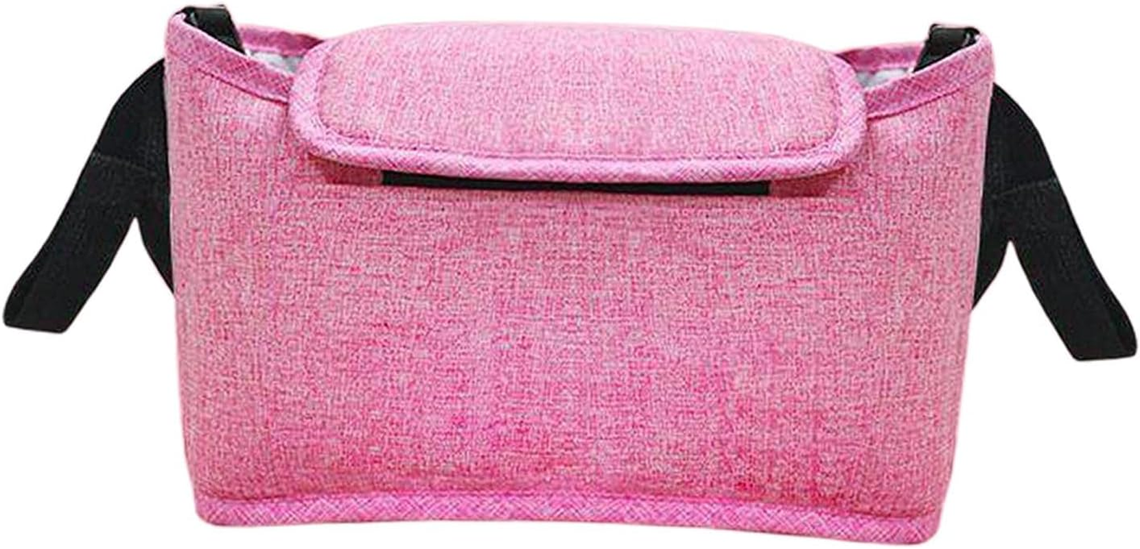 Shamjina Organizer Bag Large Capacity Pram Handle Storage Bag Diaper Bag - Pink, 30X17X12Cm