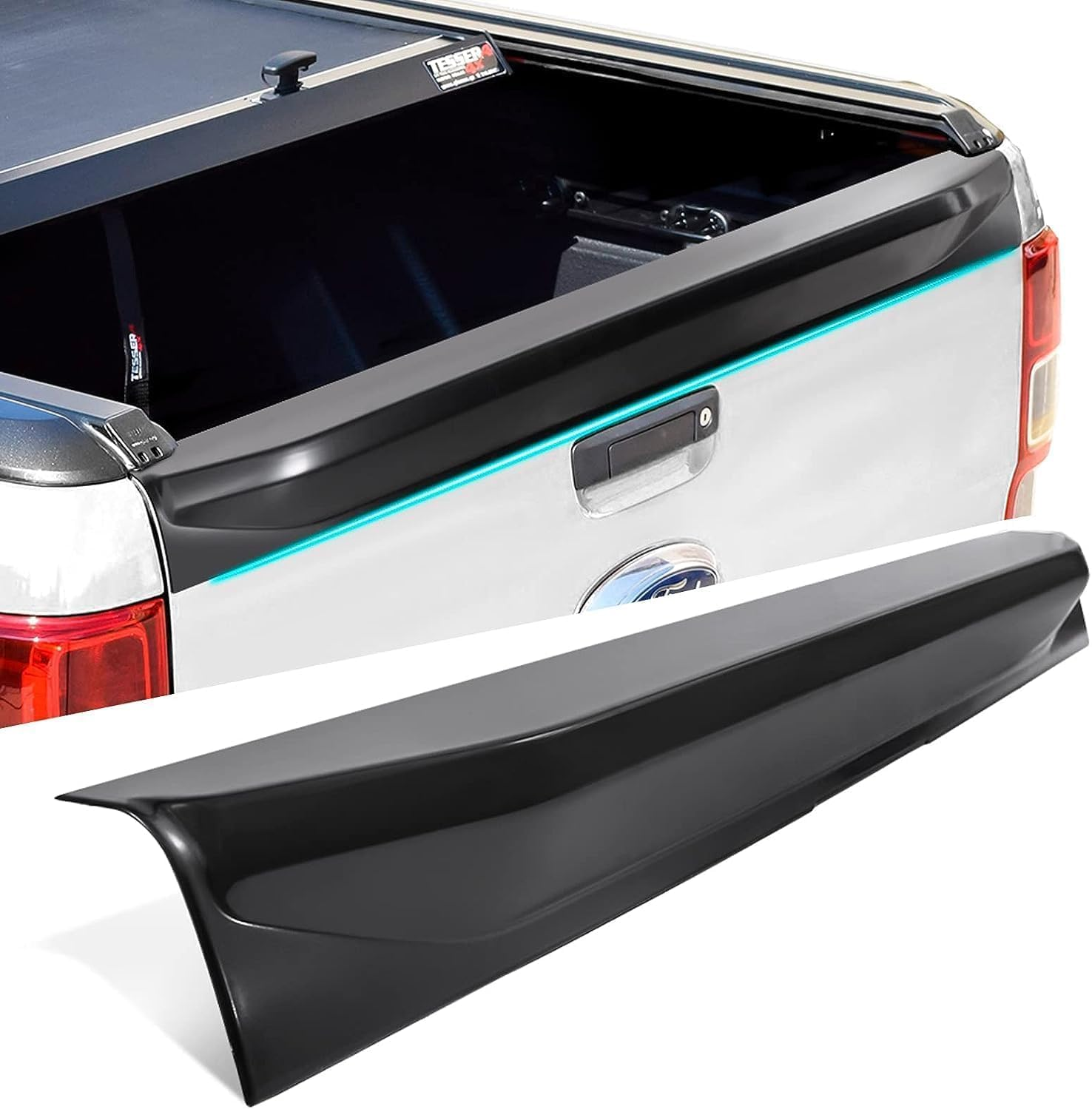 SUERAUTO4X4 Tailgate Protector Spoiler for Ford Ranger Accessories PX1 PX2 PX3 2011-2022, Rear Tailgate Spoiler Cover Rail Cap Guard Trim Wing, Matte Black Car Exterior image number 1