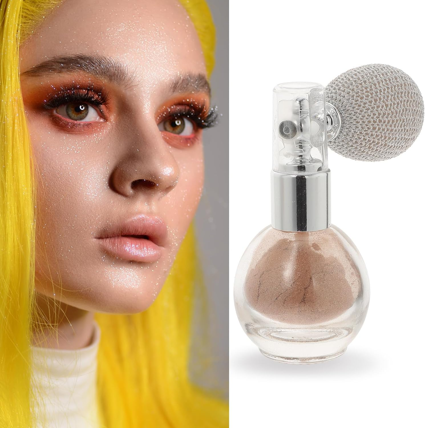 SEWACC Shimmering Body Glitter Spray Light Gold Highlighter Powder Spray for Women Makeup Glitter Hair and Body image number 2