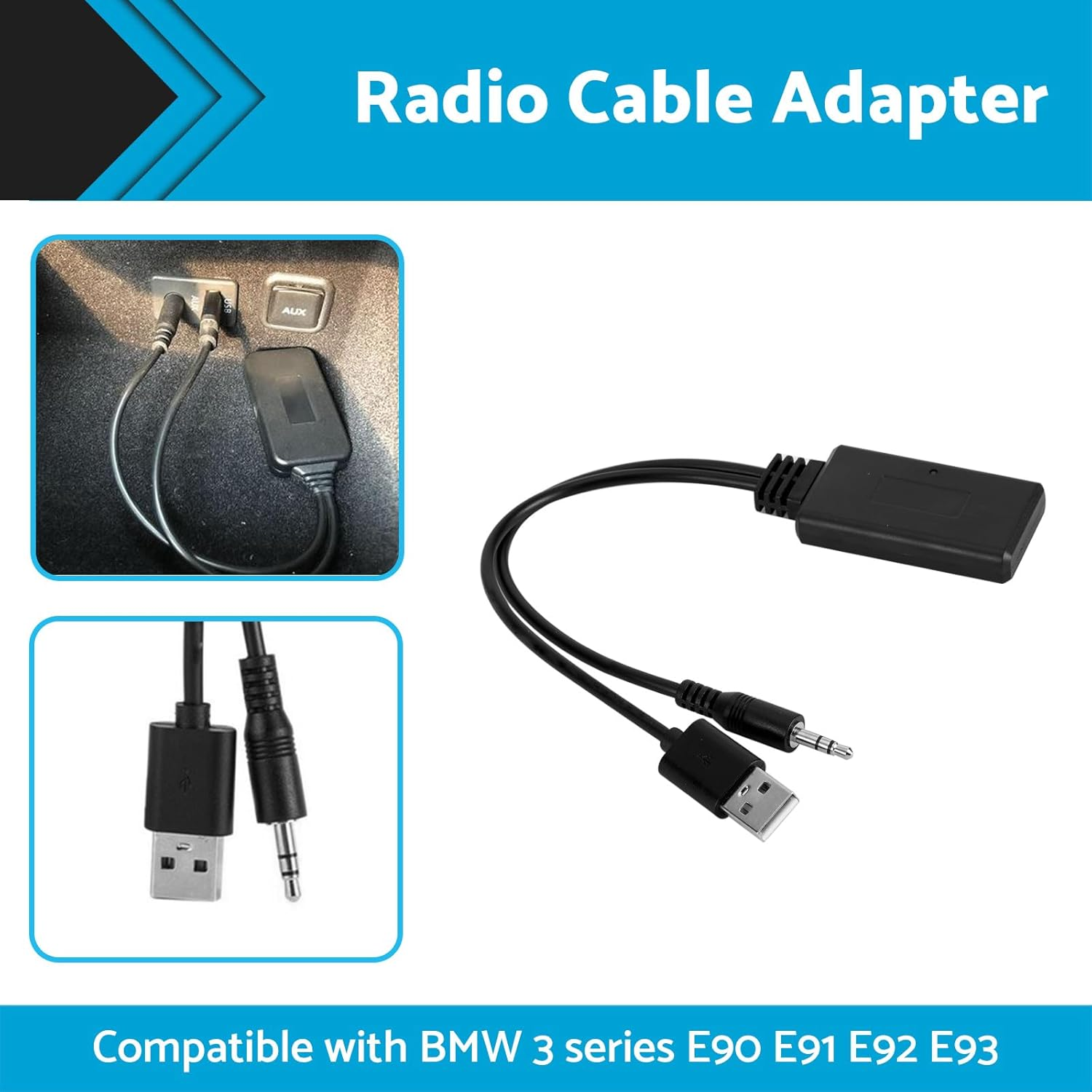 Car Bluetooth-Compatible Radio AUX Cable Adapter Accessories Suitable for BMW E90 E91 E92 image number 2