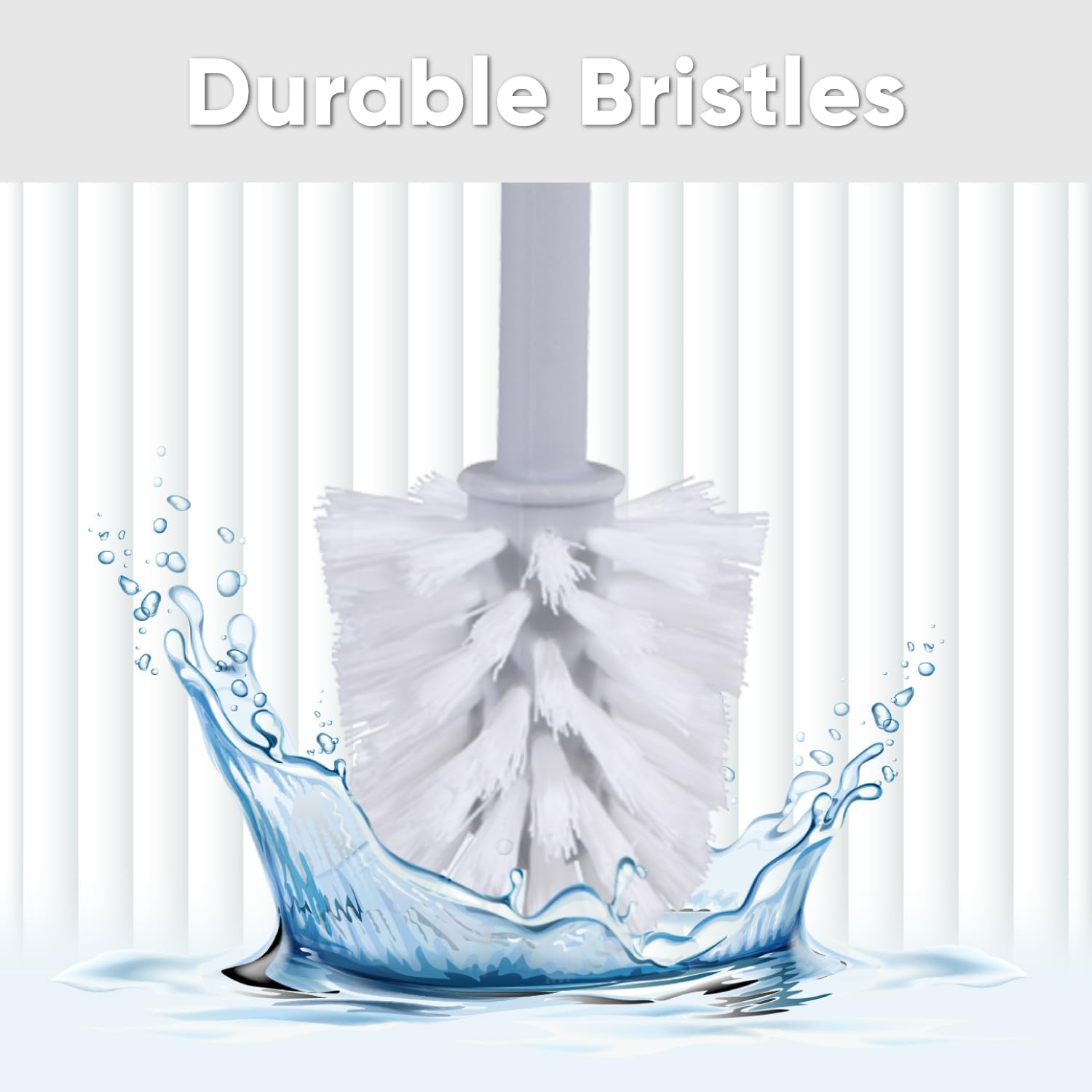 Decorative Plastic Toilet Bowl Brush and Holder Set, Blue (1 Pack) Cleaner Scrubber for Bathroom - Ribbed Design