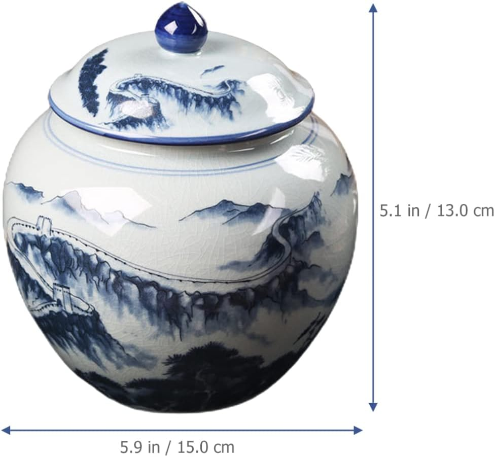 Kichvoe Ceramic Tea Can Storage Jar Airtight Lid for Loose Leaf Tea Kitchen Home Decor and Candy Utensil