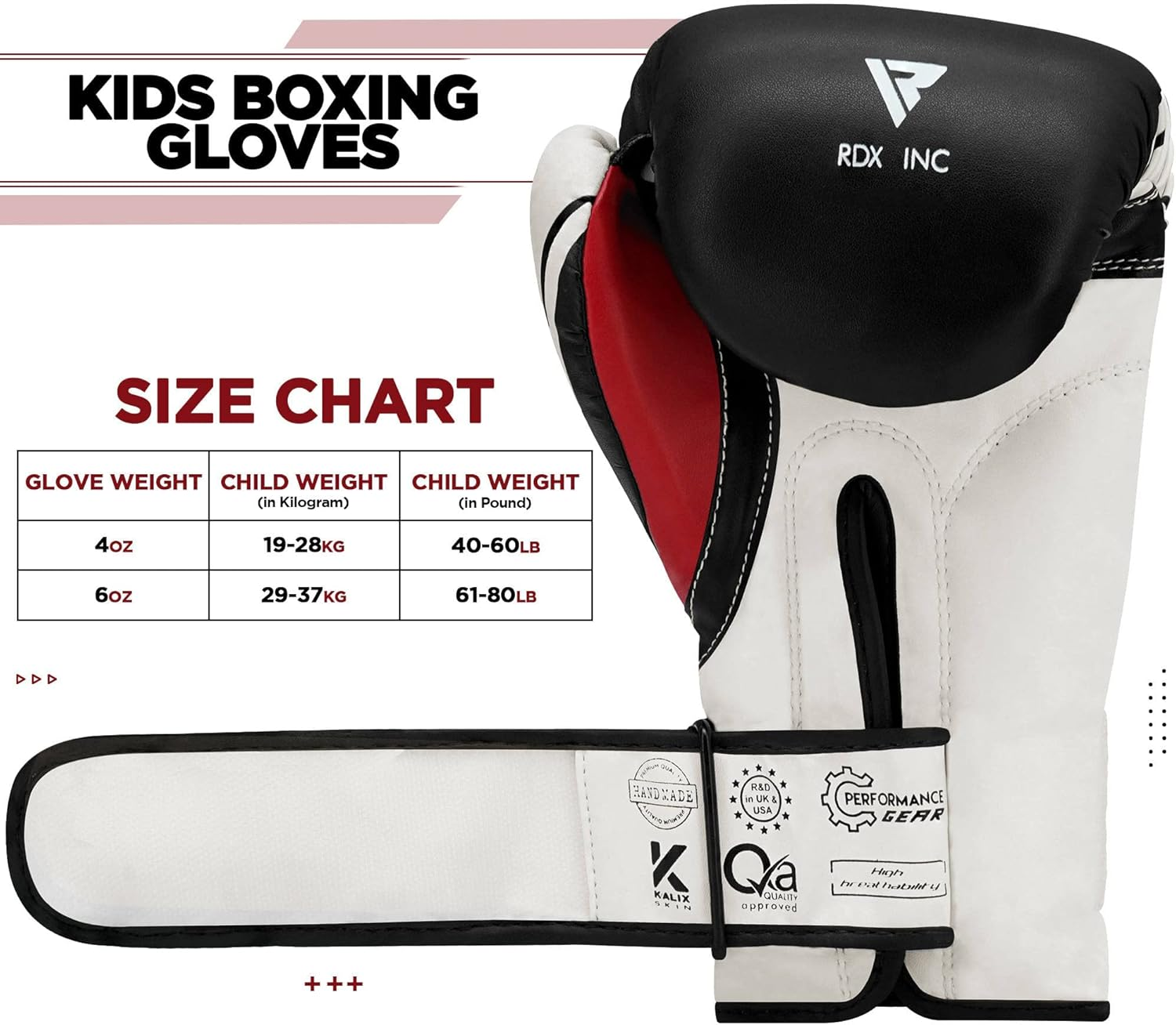 RDX Kids Boxing Gloves, 6Oz 4Oz Junior Training Mitts, Maya Hide Leather Ventilated Palm, Muay Thai Sparring MMA Kickboxing, Punch Bag Speed Ball Focus Pads Punching Workout, Youth Games Fun image number 3