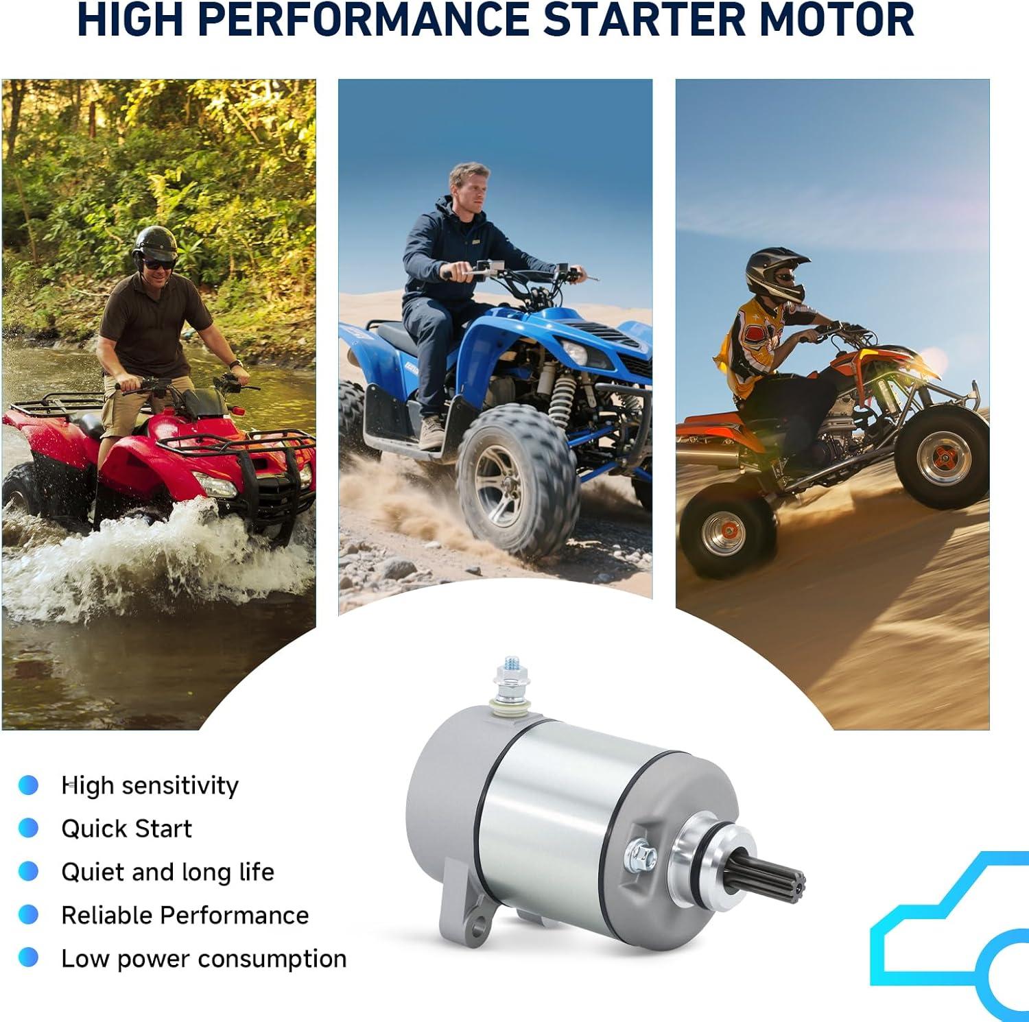 Starter New for Honda 350 Fourtrax Rancher TRX350 TRX TRX350FE TRX350FM TRX350TE TRX350TM 2000 2001 2002 2003 2004 2005 2006 18607 18607N 31200-HN5-671 31200-HN5-A81 31200-HN5-M01 SMU0215 41054038 image number 6