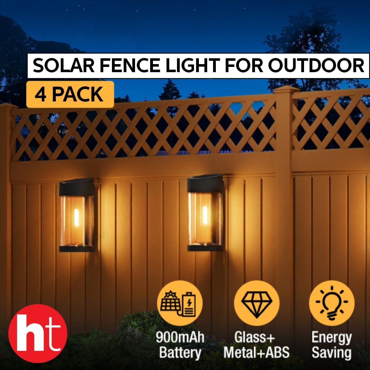 Litogo [4PK] Solar Deck Lights LED Solar Fence Lights for Outdoor Waterproof