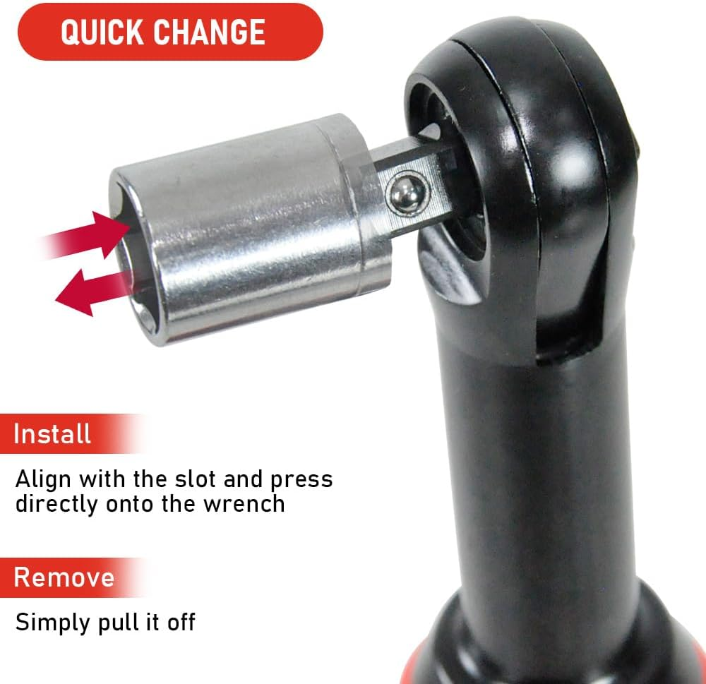 ALSTON Cordless Electric Ratchet Wrench Set 12V Power Electric Ratchet Wrench 3/8Inch 400 RPM Variable Speed with Sockets Two 2000Mah Batteries and Charger image number 6