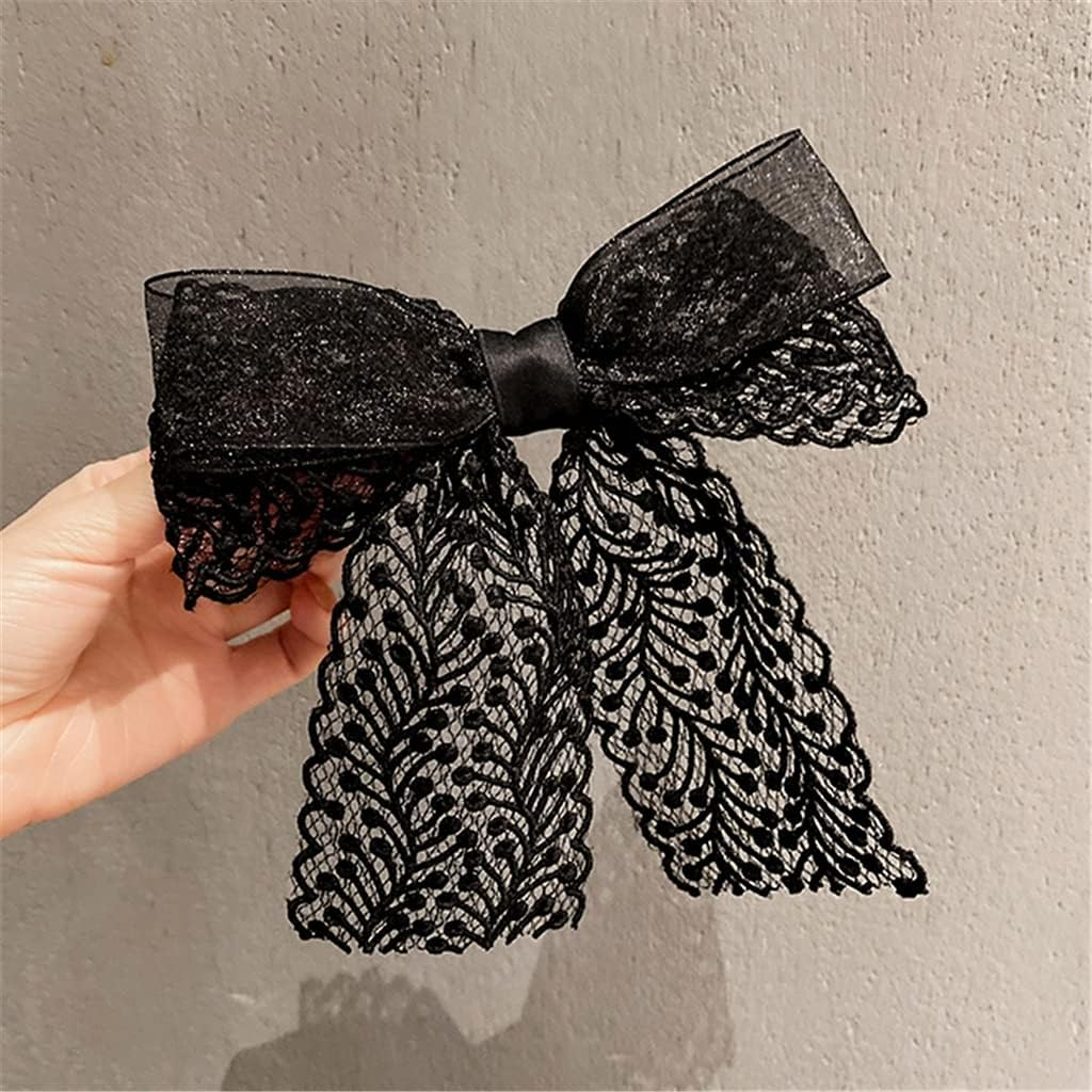 Crystal Hair Accessories,Clips Hairpins,Clip Plate,Lace Big Bow Hairpin Hairpin Headdress Hair Accessories Top Clip Spring Clip Female (Color : B) image number 3