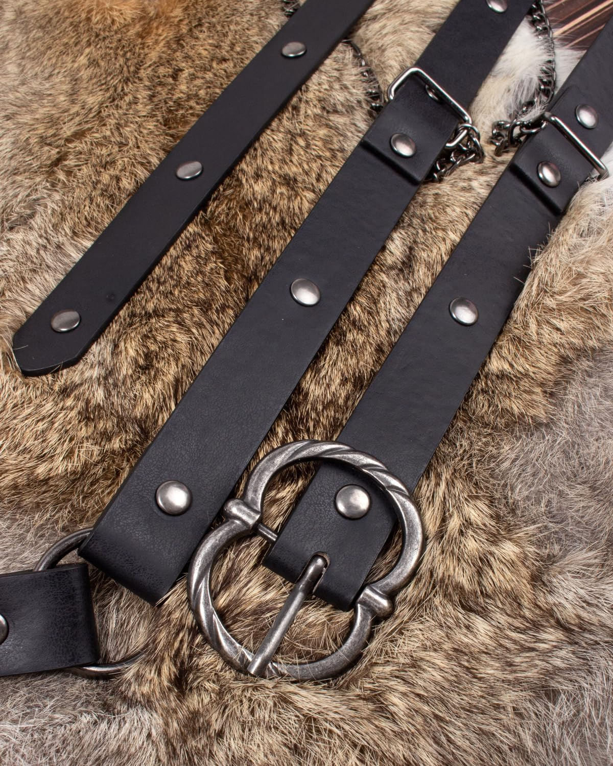 KOTORA Retro Skinny Belt Long Metal Chain Exotic Cross Waist Costume Accessory Medieval Renaissance DIY Dress Cosplay image number 1