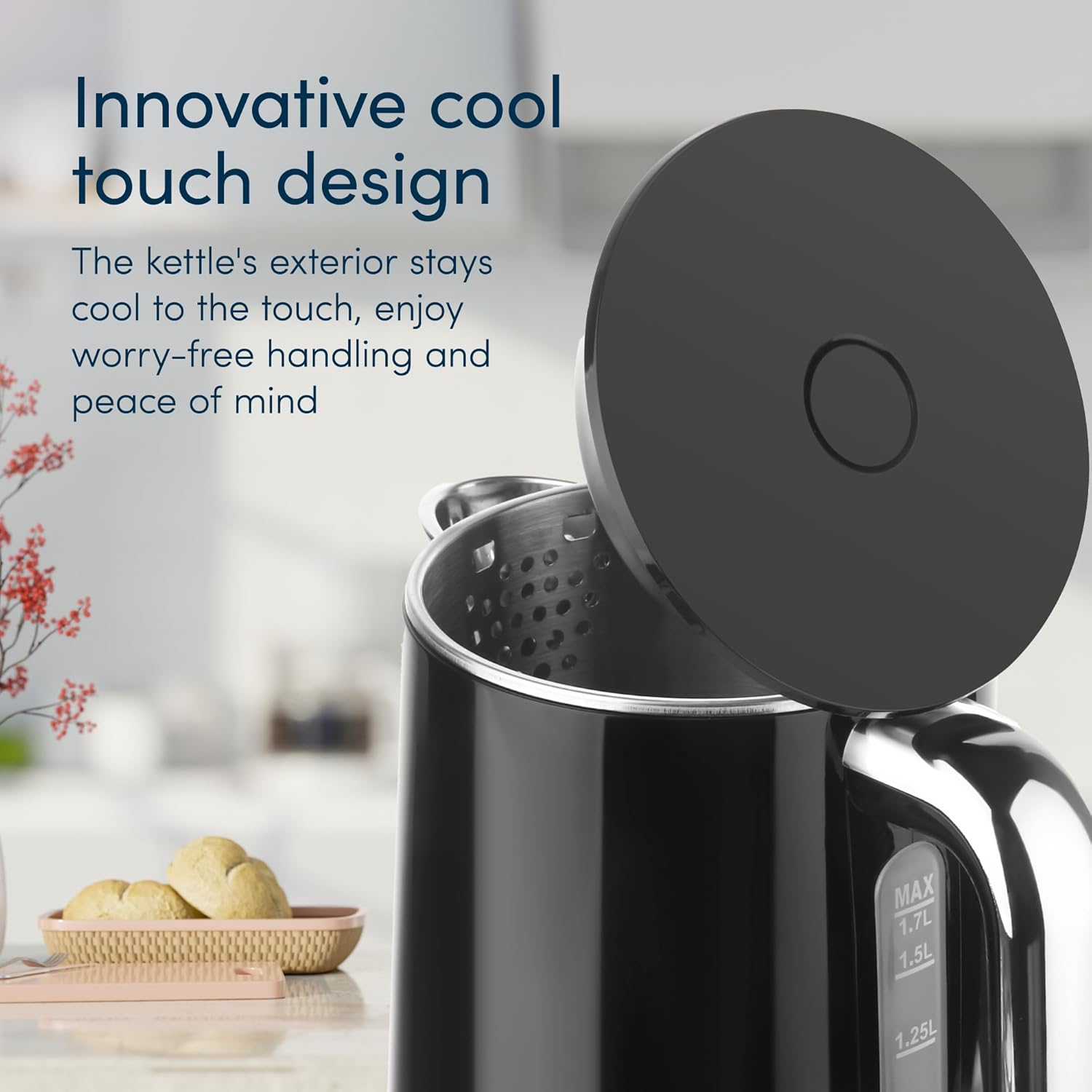 Alexa Smart Kettle, 1.7L - Smart Home Voice Control Kettle - Temperature Control Kettle with Cool Touch, LED Display & Keep Warm Function - 2200W Energy Efficient & BPA Free - Black