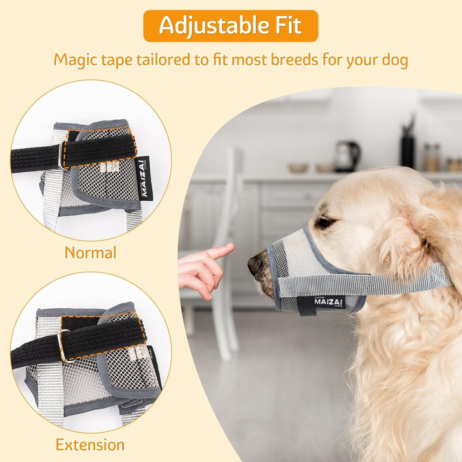 Cozioz Soft Mesh Dog Muzzle for Small, Medium, and Large Dogs - Adjustable Breathable Mouth Guard to Prevent Biting and Barking, Allows Panting and Drinking(S) image number 5