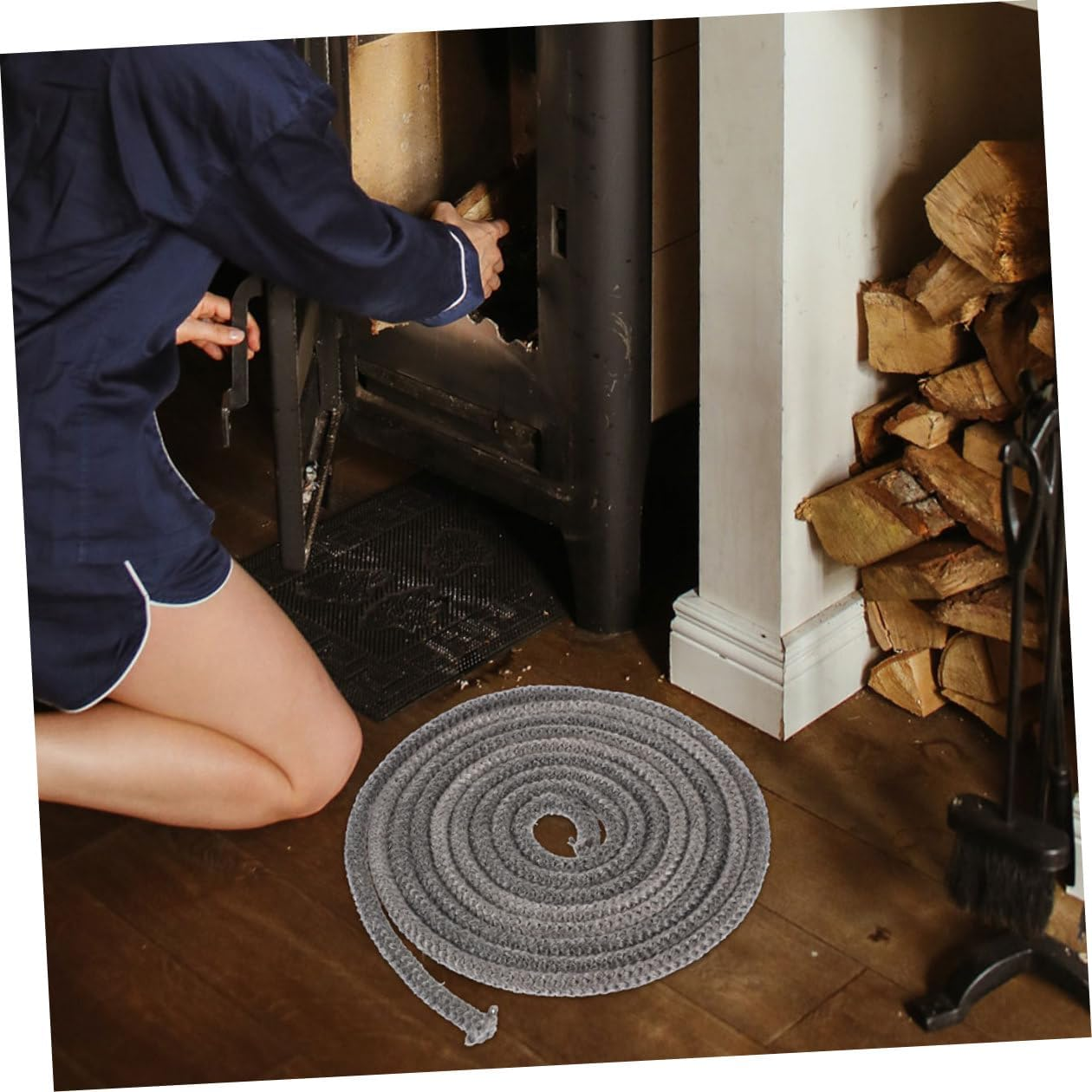 Self-Adhesive Fireplace Gasket Strip Wood Stove Door Seal Replacement Smoke Prevention Flue Sealant for Wood Burning Stoves and Fireplaces Easy Install image number 6