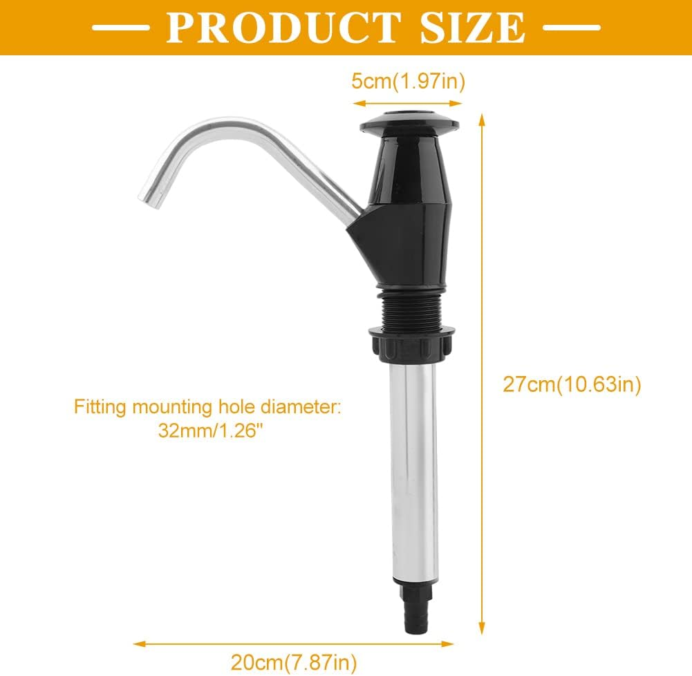 Caravan Sink Water Hand Pump, Hand-Operated Drum Pump, Double Action Camping Trailer Motorhome Replacement Pumping Tool for Camping Trailer, Motorhome, Work Vehicles, Outdoors(Color:Black) - White image number 3