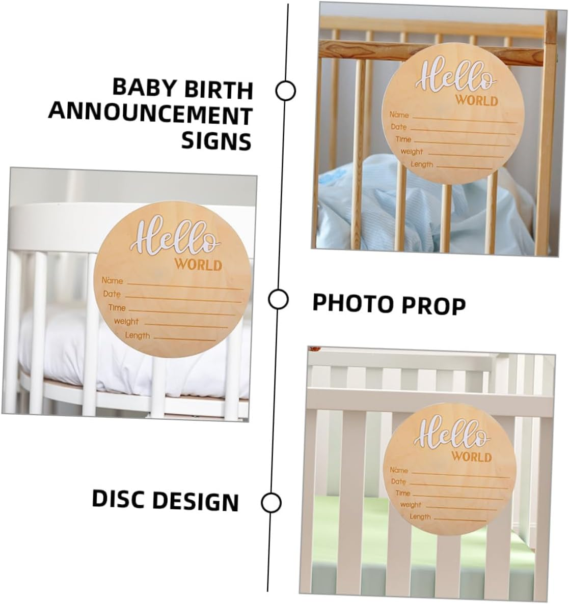2 Pcs Wooden Birth Announcement Sign Newborn Name Plate for Hospital Photos Name Plaque for Announcement and Photography Prop image number 5