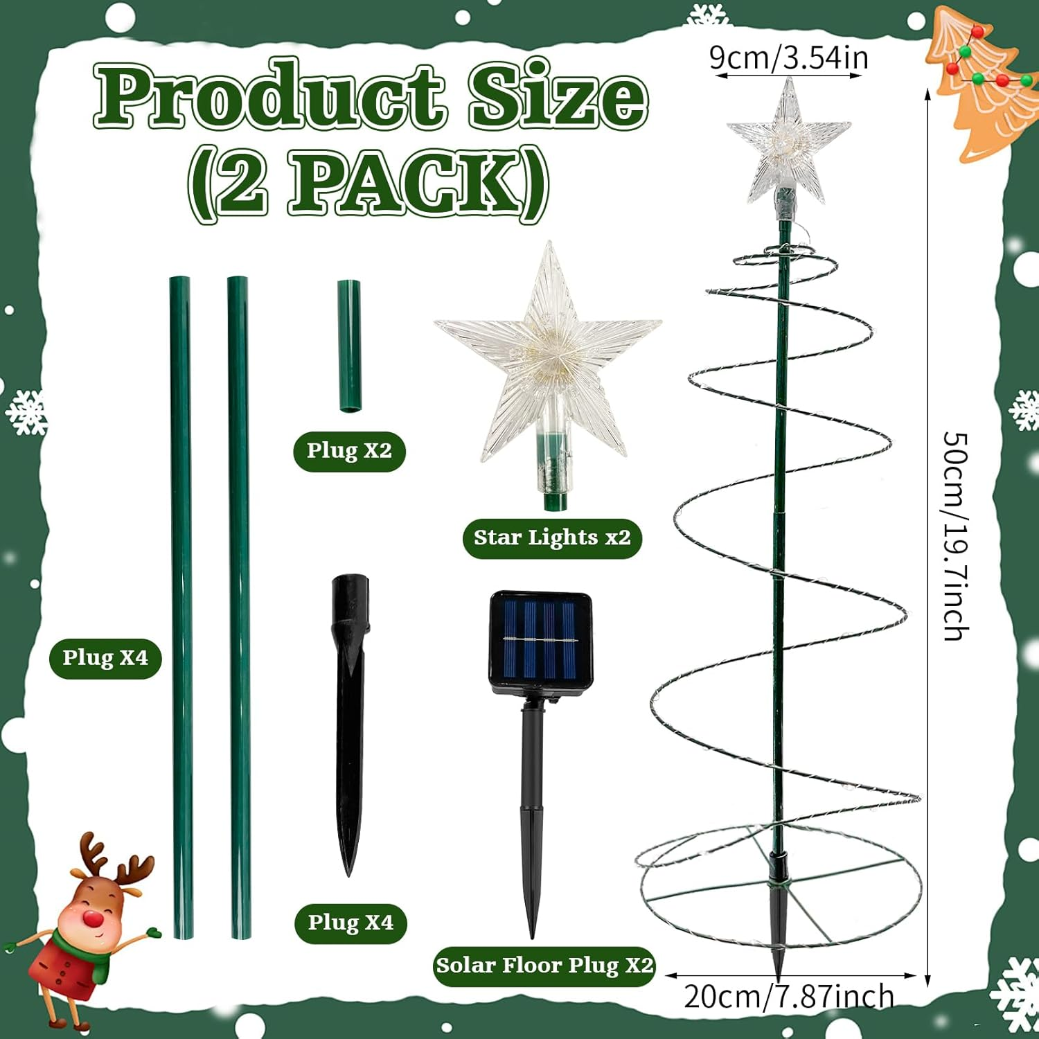Yumsur Outdoor Solar Christmas Decoration - Waterproof Spiral Christmas Tree Lighting for Gardens, Patios image number 1