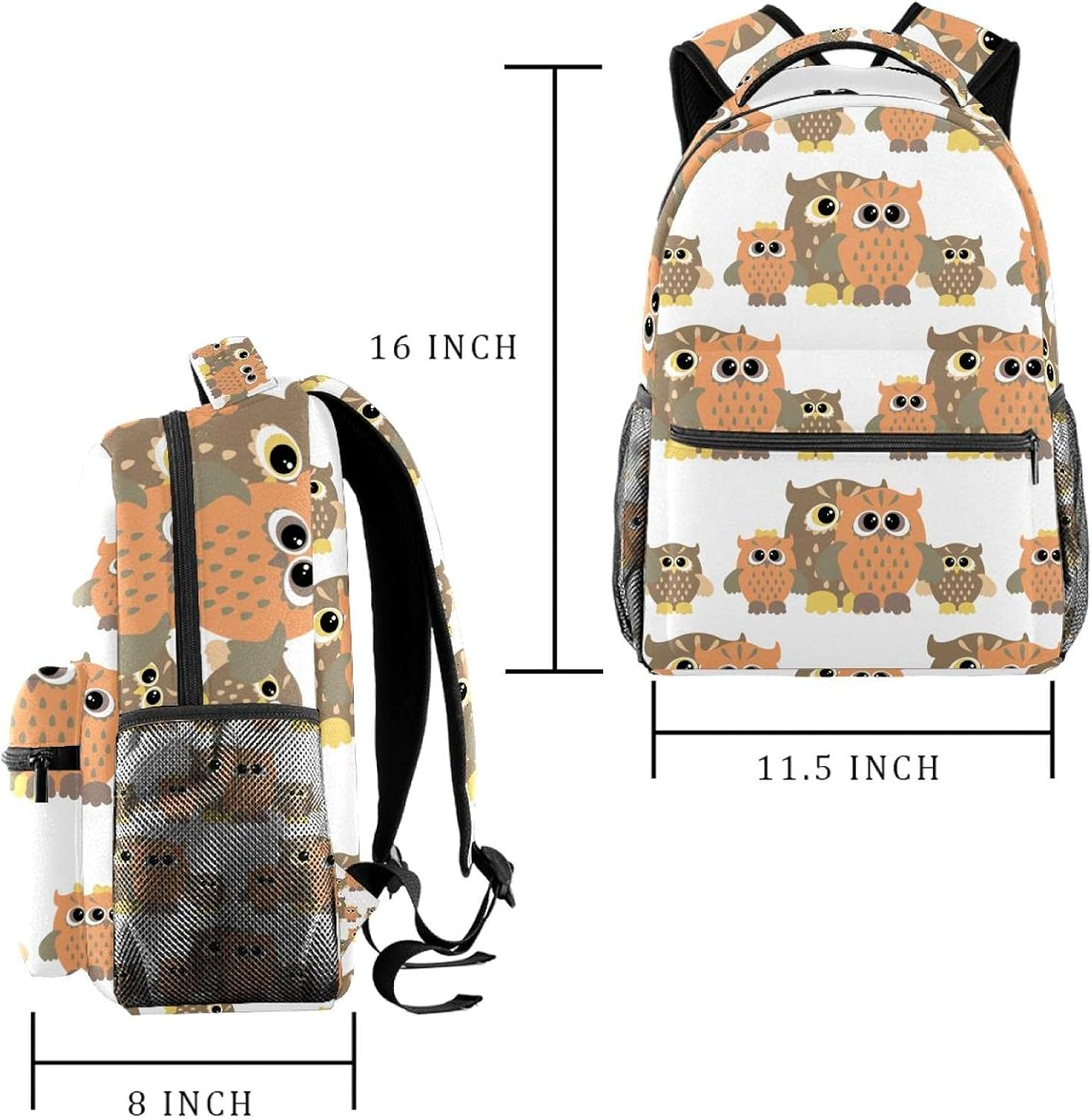 Nice Colorful Owl Bird Backpack Students Shoulder Bags Travel Bag College School Tote Backpacks image number 4