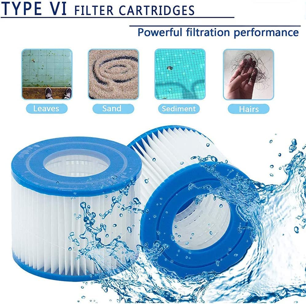 8 Pack Pool Filter Replacement Cartridge Type VI, Easy Set up Swimming Pool Filter for Lay-Z-Spas, 58323E, 90352E, Coleman Saluspa and Bestway Coleman Type VI image number 3