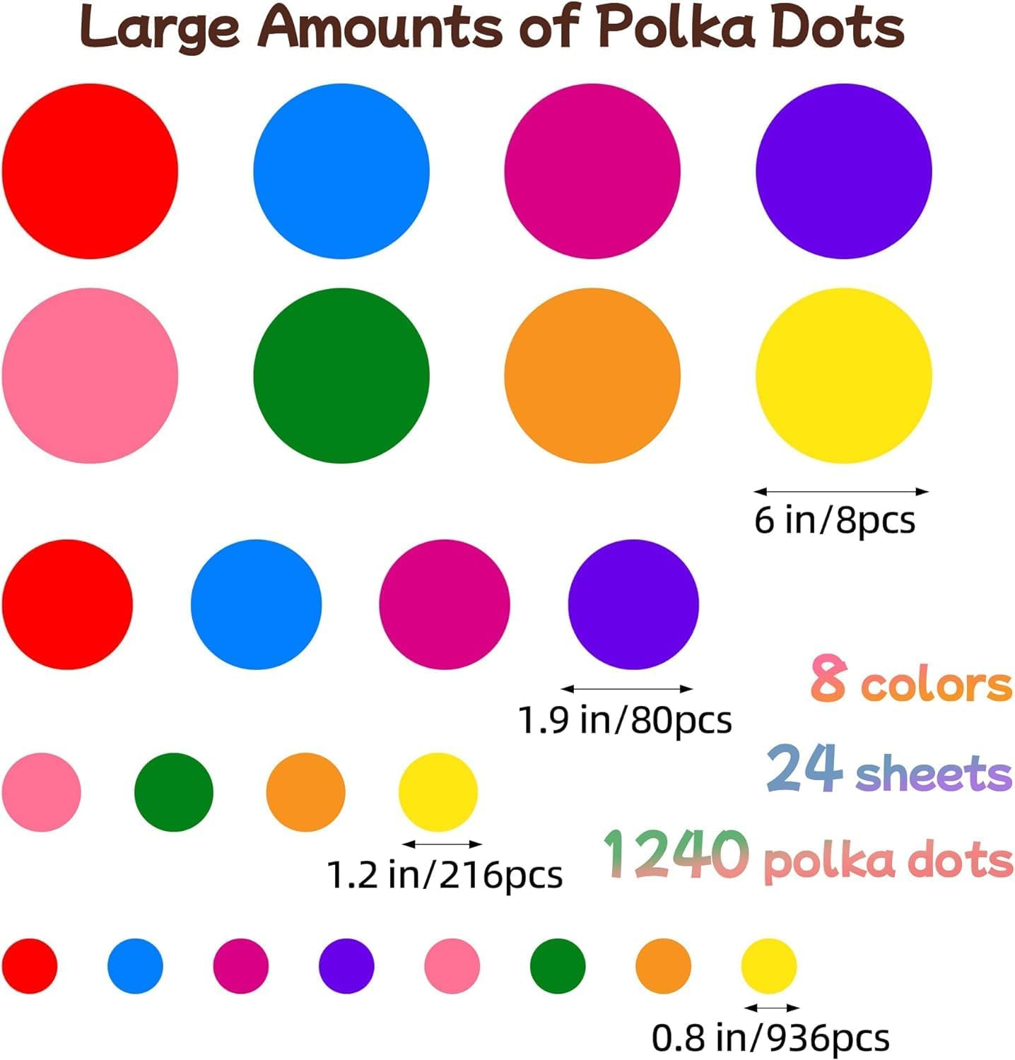1240Pcs Polka Dot Wall Decals Colorful Boho Wall Decal Peel and Stick Kids Wall Decals Removable round Circle Rainbow Wall Stickers for Girls Baby Playroom Nursery Classroom Bedroom Living Room Decor