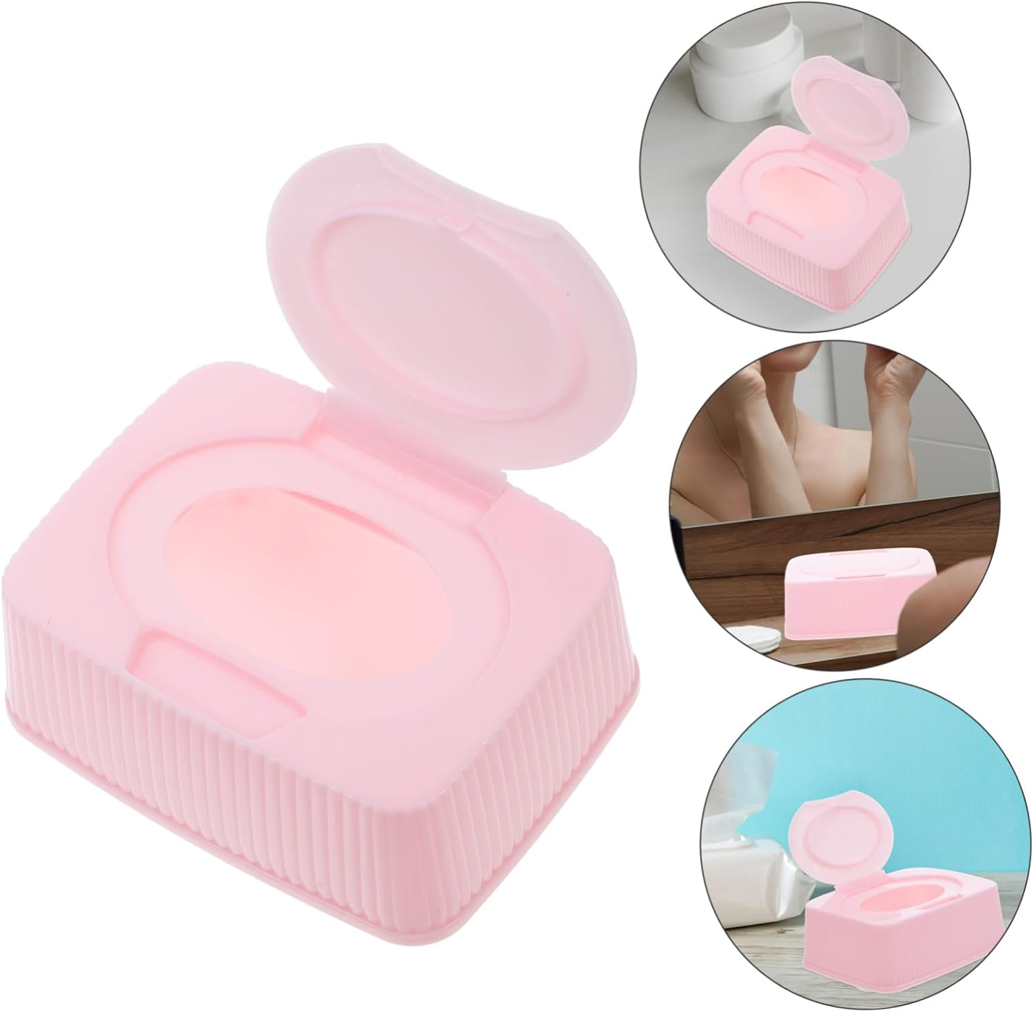 Baby Wipes Dispenser Flip Lid Pink Plastic Wet Tissue Box Dustproof Storage Container for Nursery Travel and Bathroom