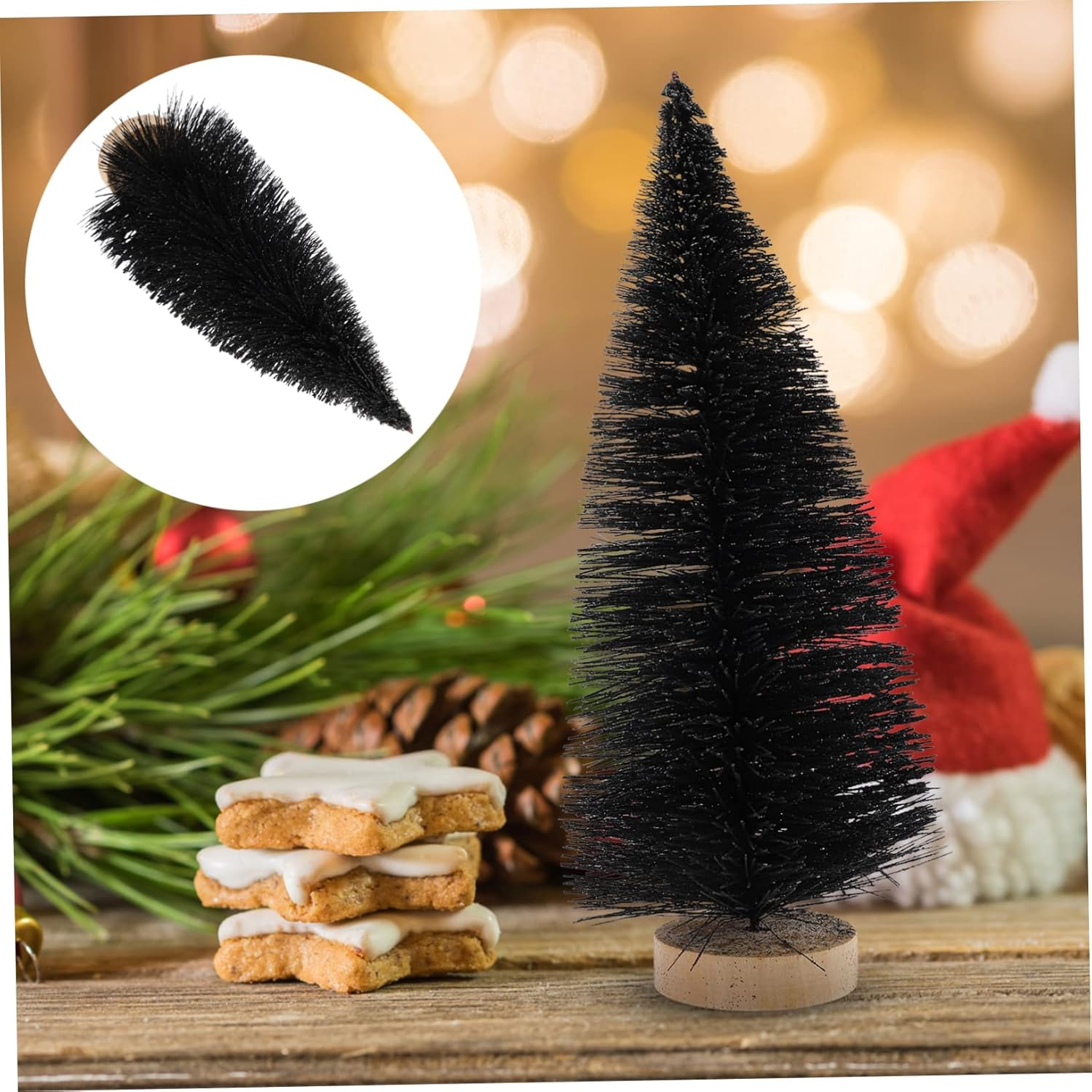 Artificial Christmas Tree Mini Pine Holiday Decor Black Spruce Desk Ornament image number 2