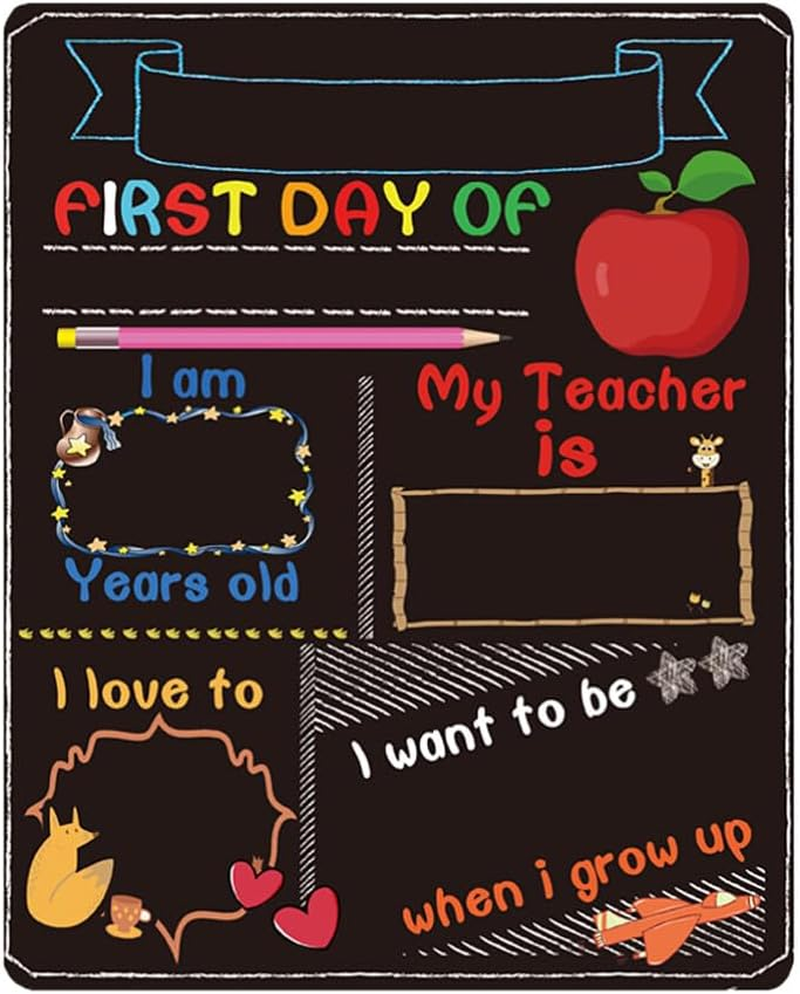 STOBOK Kid School Message Board 1St Day of Kindergarten Personalized First Day Board First Day of School Chalkboard of School School Board Sign Erasable Props Bamboo Student, 25X20Cm, Black image number 1