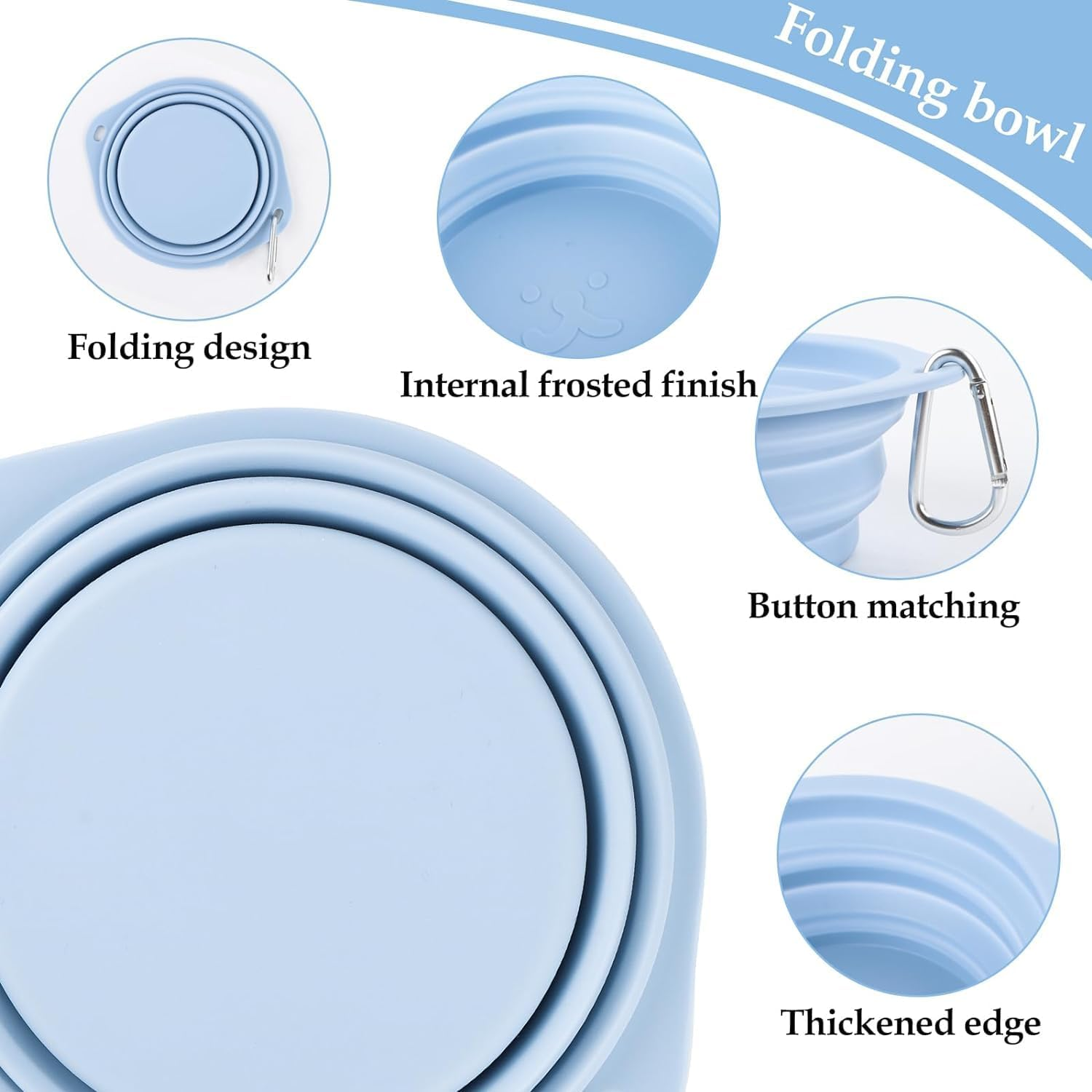 Pack of 2 Foldable Travel Bowls, Leak-Proof Dog Bowls, Foldable Silicone Water Bowl for Dogs on the Go and Pets for Water and Food (Pink, Blue) image number 3