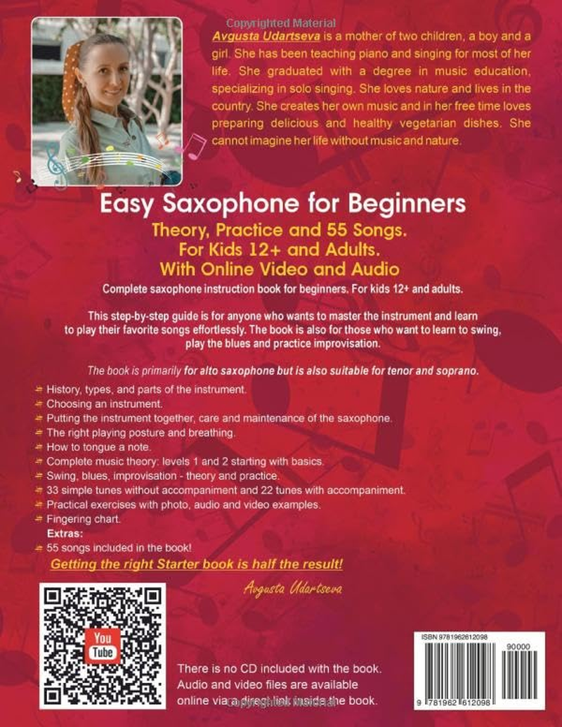 Easy Saxophone for Beginners: Theory, Practice and 55 Songs. for Kids 12+ and Adults. with Online Video and Audio image number 1