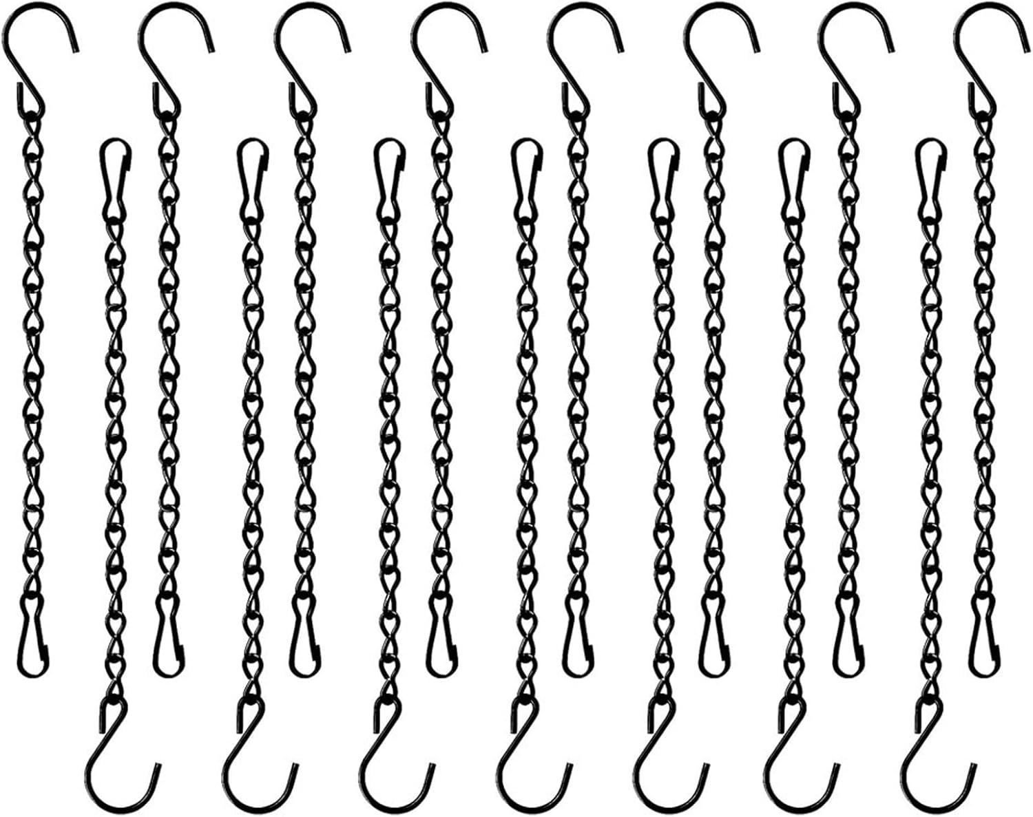 15 Pack Hanging Chains - 10 Inch Metal Chains with Hooks Clips for Bird Feeders, Billboards,Wind Chimes,Planters Lanterns and Ornaments- Garden Plant Hangers - Outdoor Hanging Basket Chains（Black） image number 4